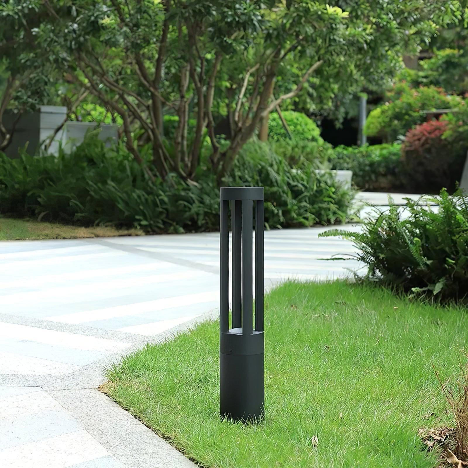Black Cylindrical Solar Outdoor Post Light detail view 7