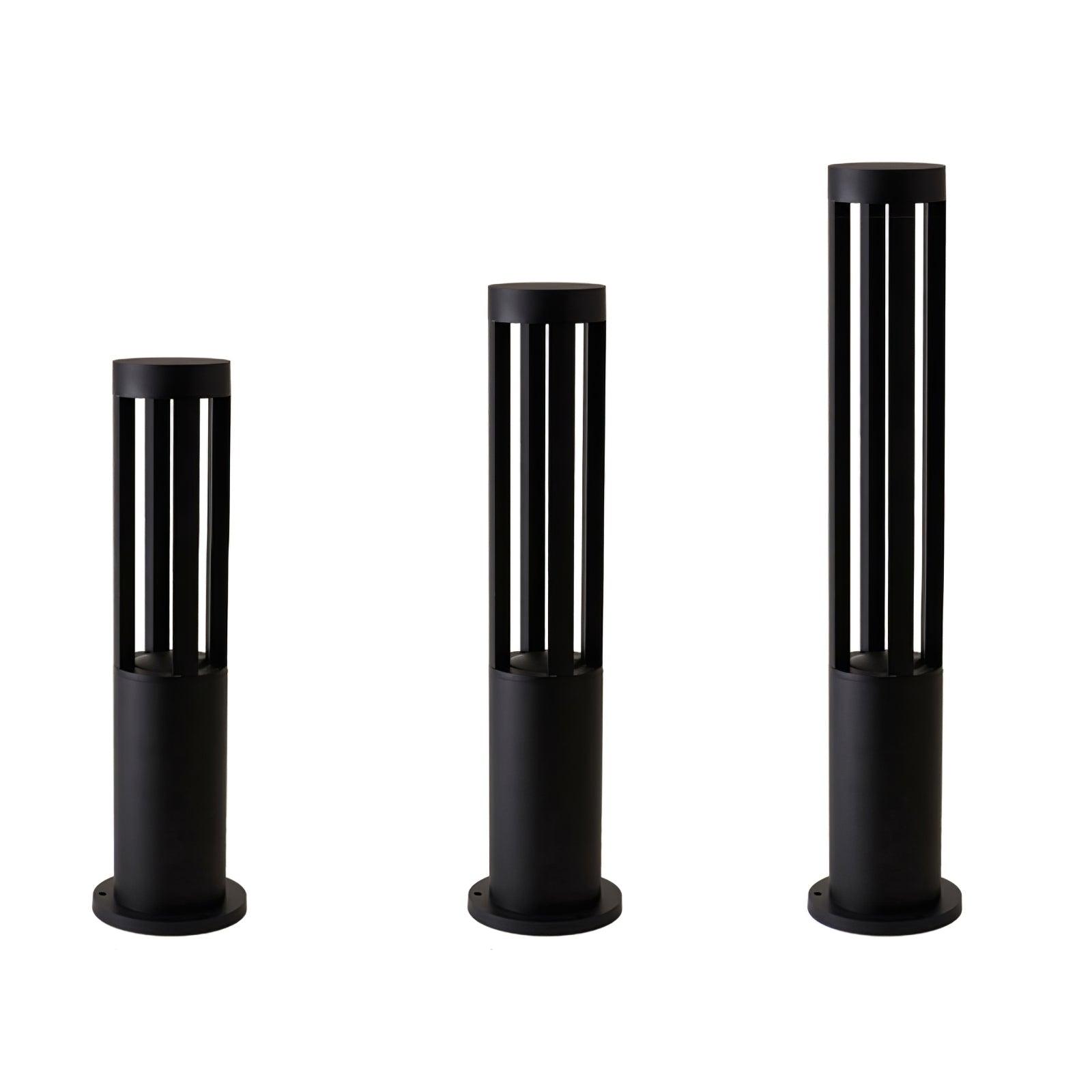 Black Cylindrical Solar Outdoor Post Light detail view 18