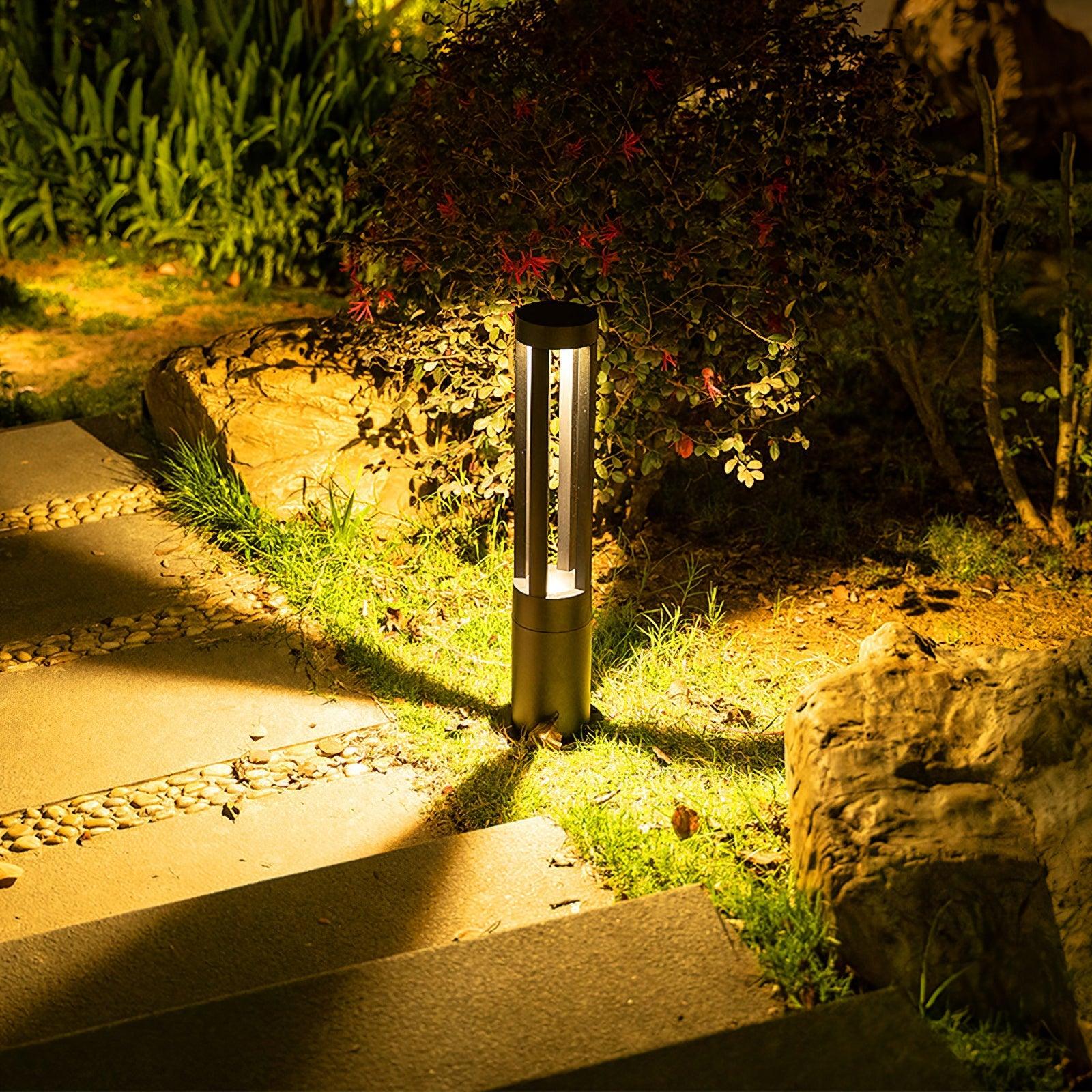 Black Cylindrical Solar Outdoor Post Light Floor Lamp detail view 2