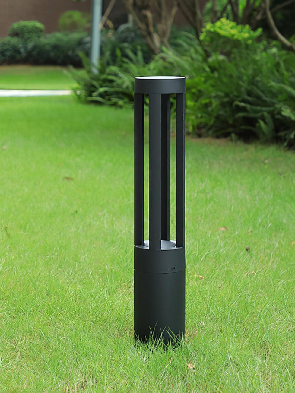 Black Cylindrical Solar Outdoor Post Light Floor Lamp detail view 8