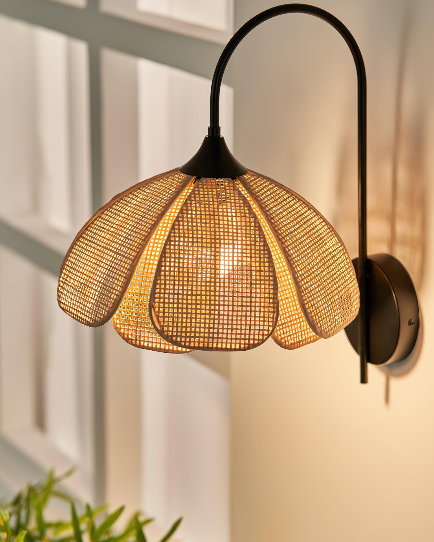 Bloom Rattan Wall Lamp 15.7