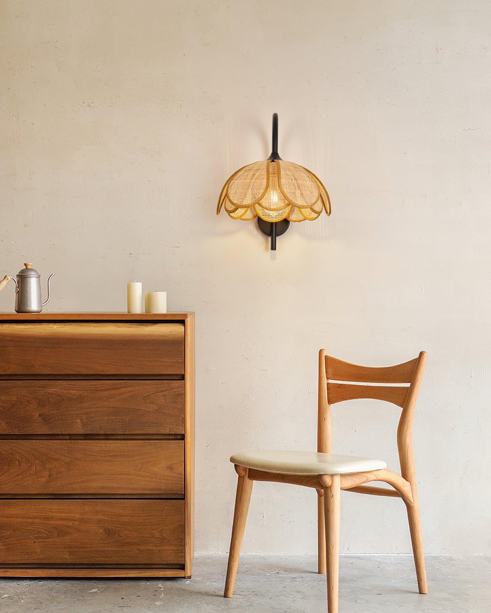 Bloom Rattan Wall Lamp 15.7