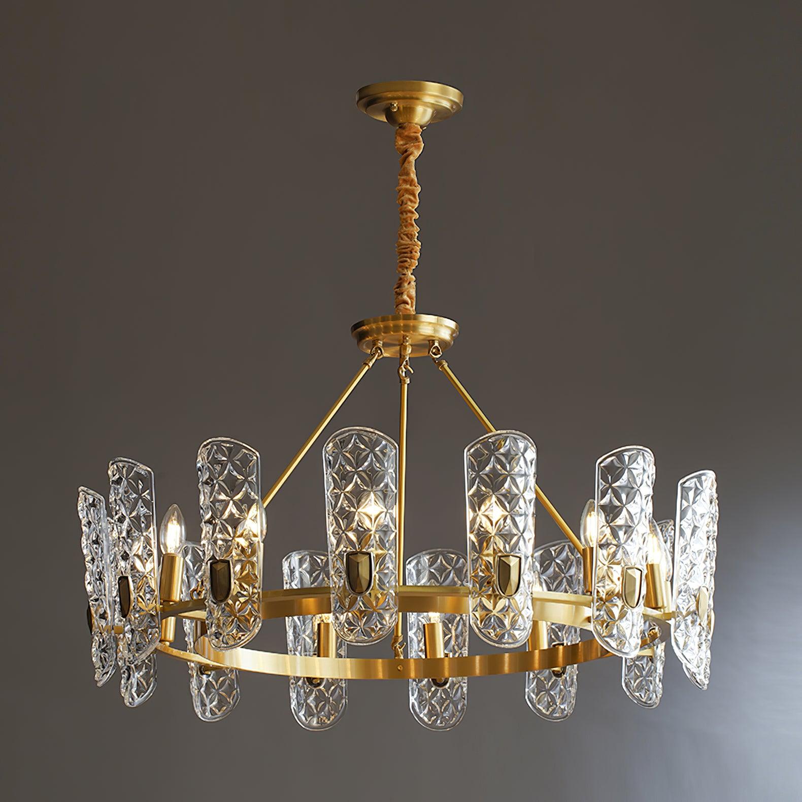 Close-up angle of Brass Central Chandelier showing form and material detail