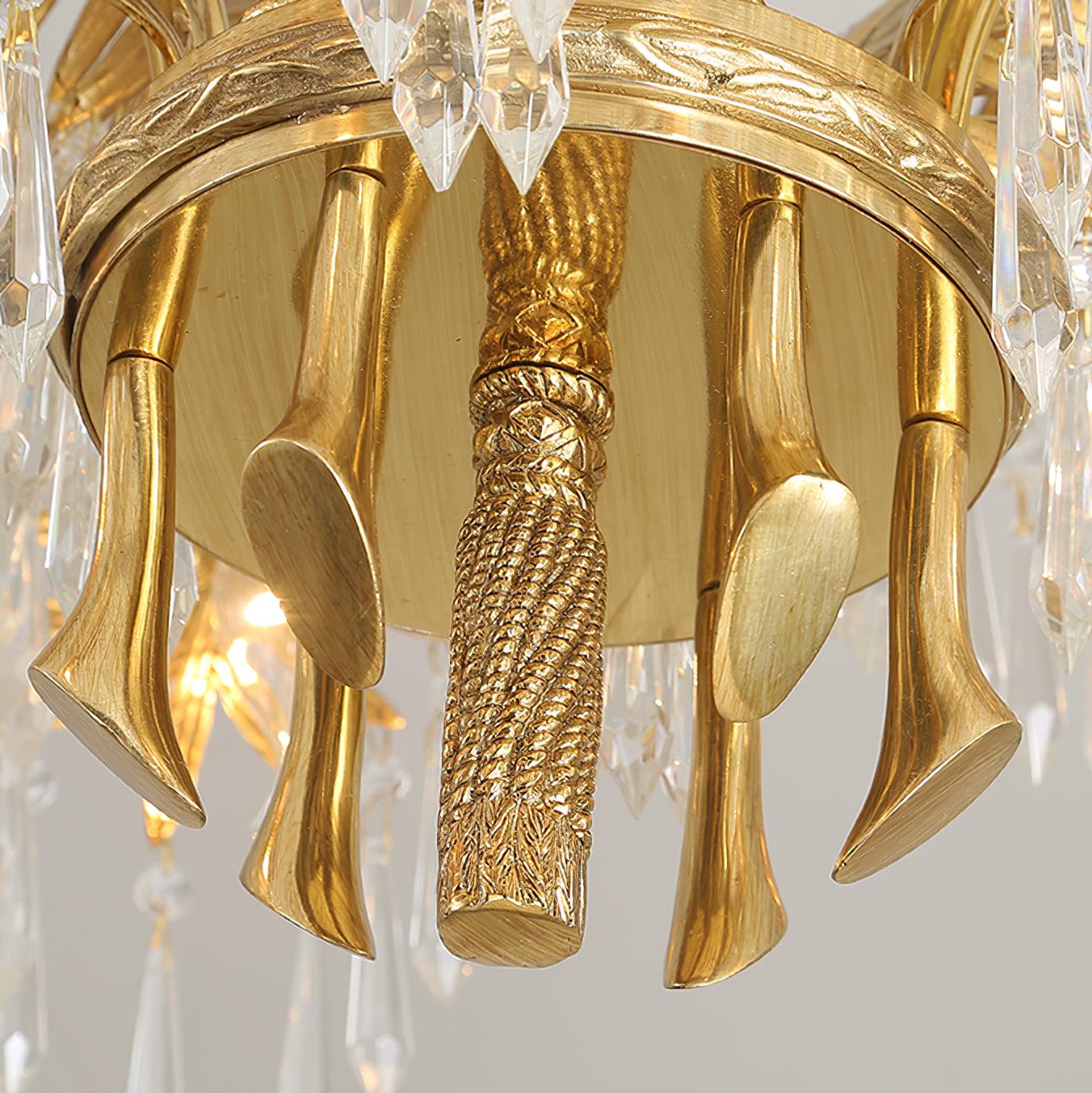 Brass Palm Leaf Crystal Chandelier 27.6
