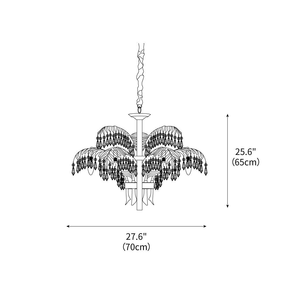 Brass Palm Leaf Crystal Chandelier 27.6
