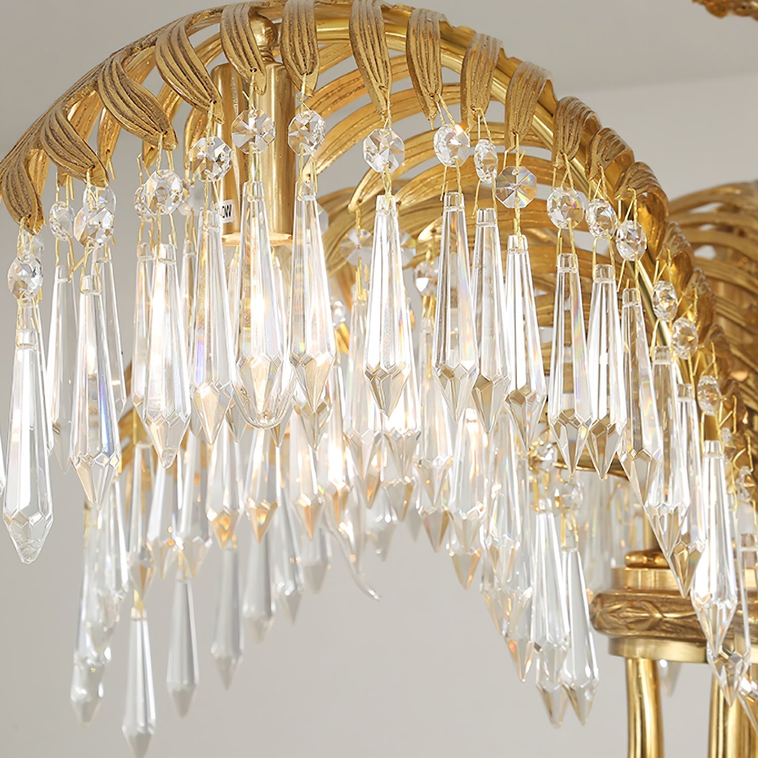 Brass Palm Leaf Crystal Chandelier detail view 26