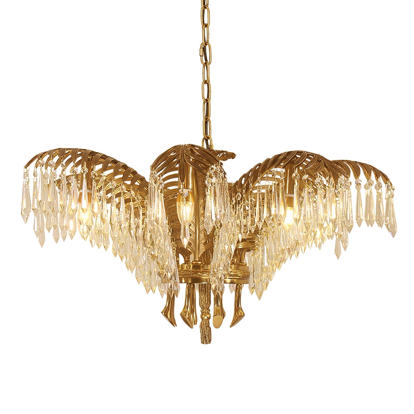 Brass Palm Leaf Crystal Chandelier detail view 40