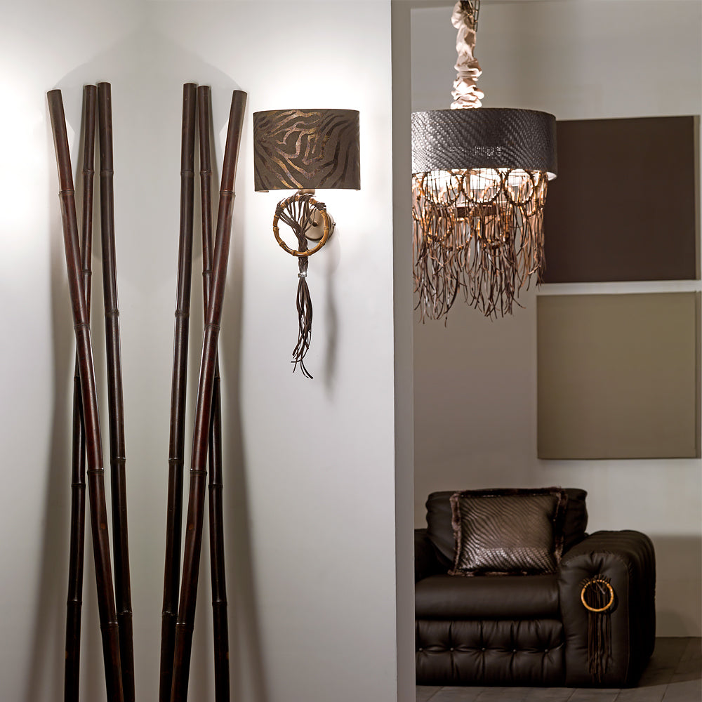 Boho Chic Patterned Bamboo Wall Sconce