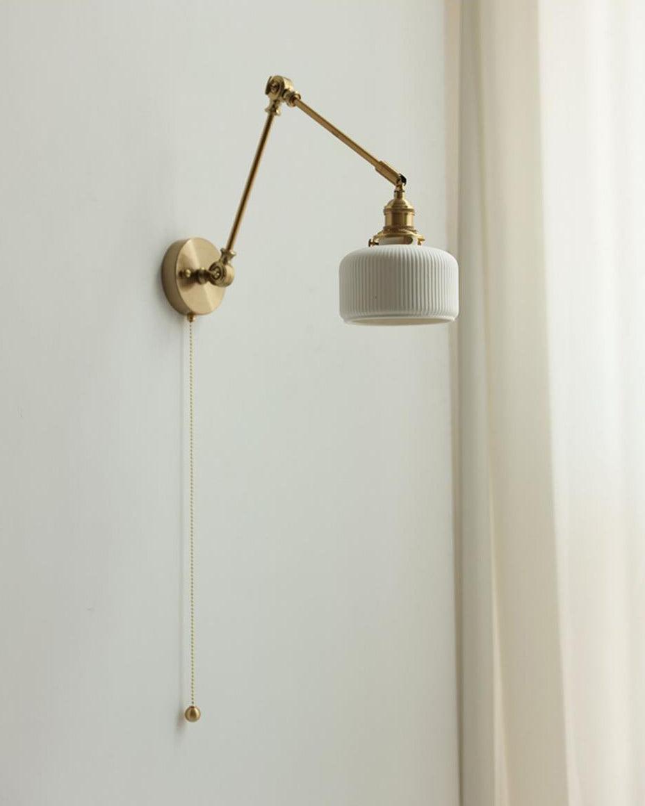 Ceramic Brass Retractable Arm Wall Light 4.7