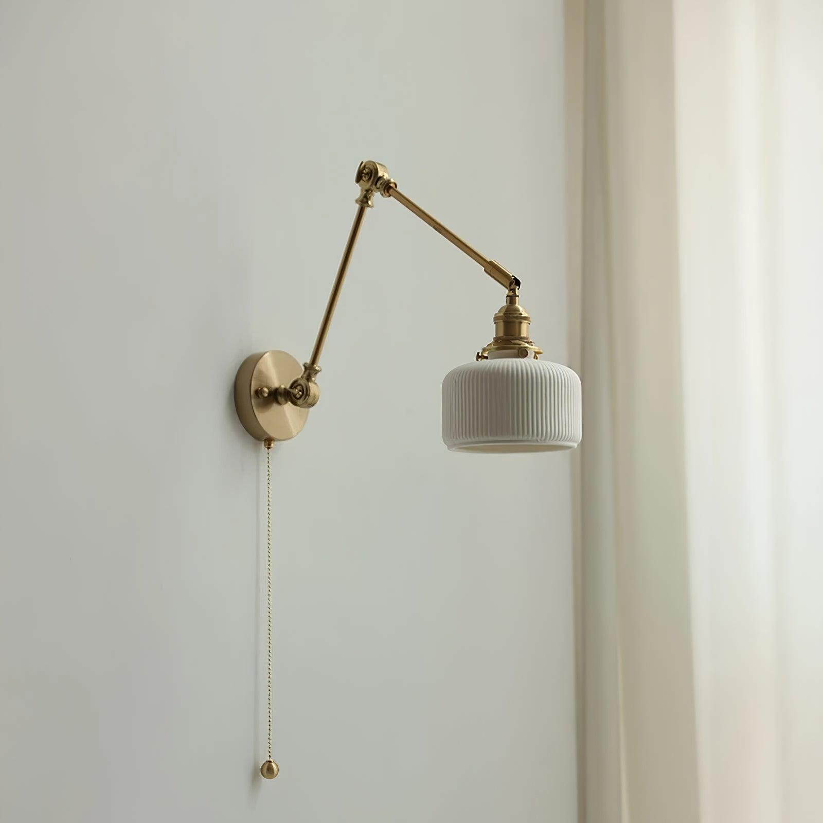 Ceramic Brass Retractable Arm Wall Light 4.7