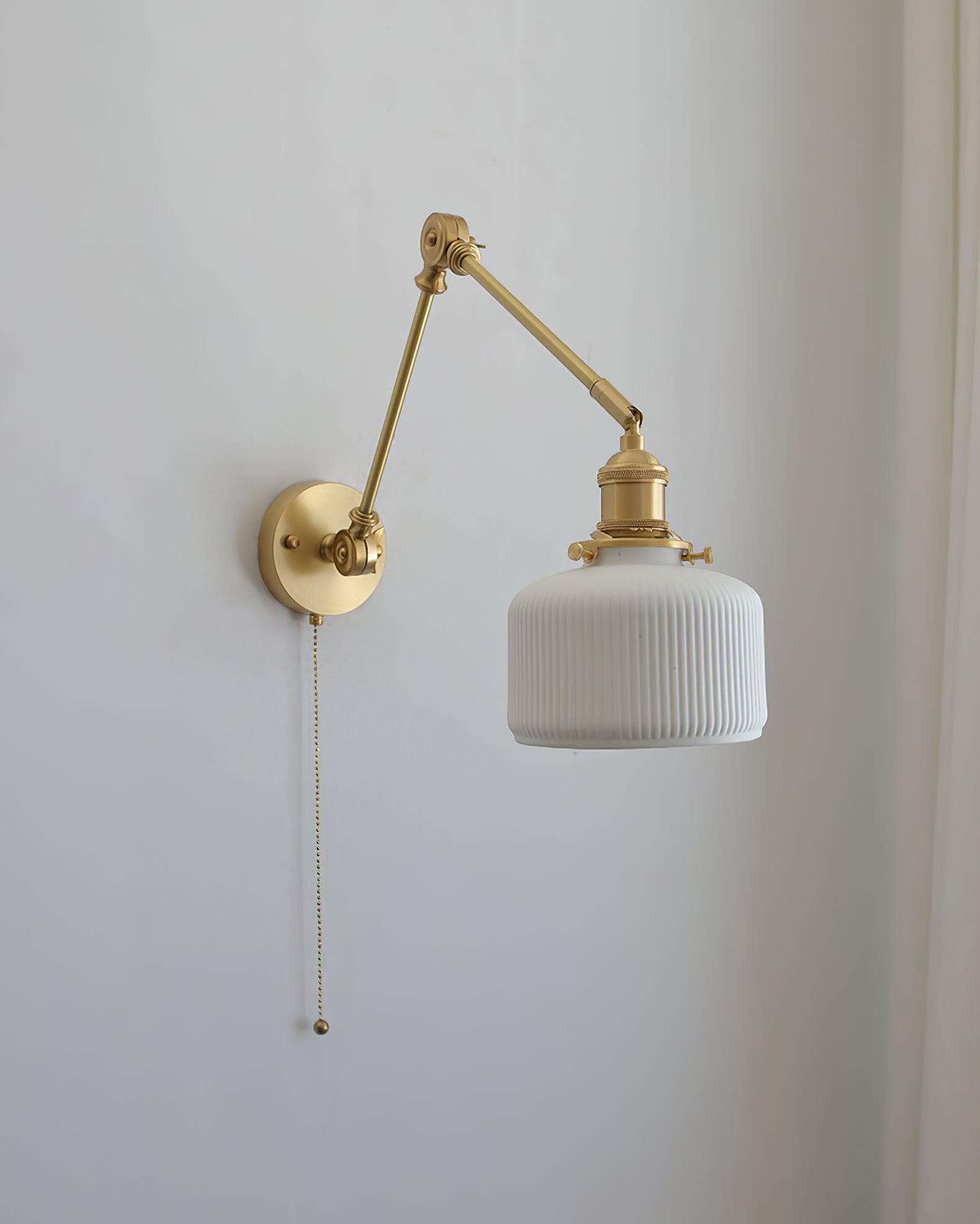 Ceramic Brass Retractable Arm Wall Light 4.7
