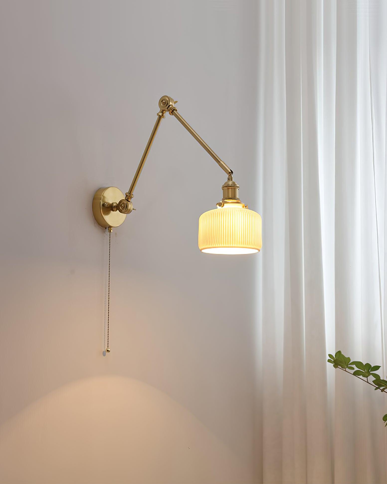 Ceramic Brass Retractable Arm Wall Light 4.7
