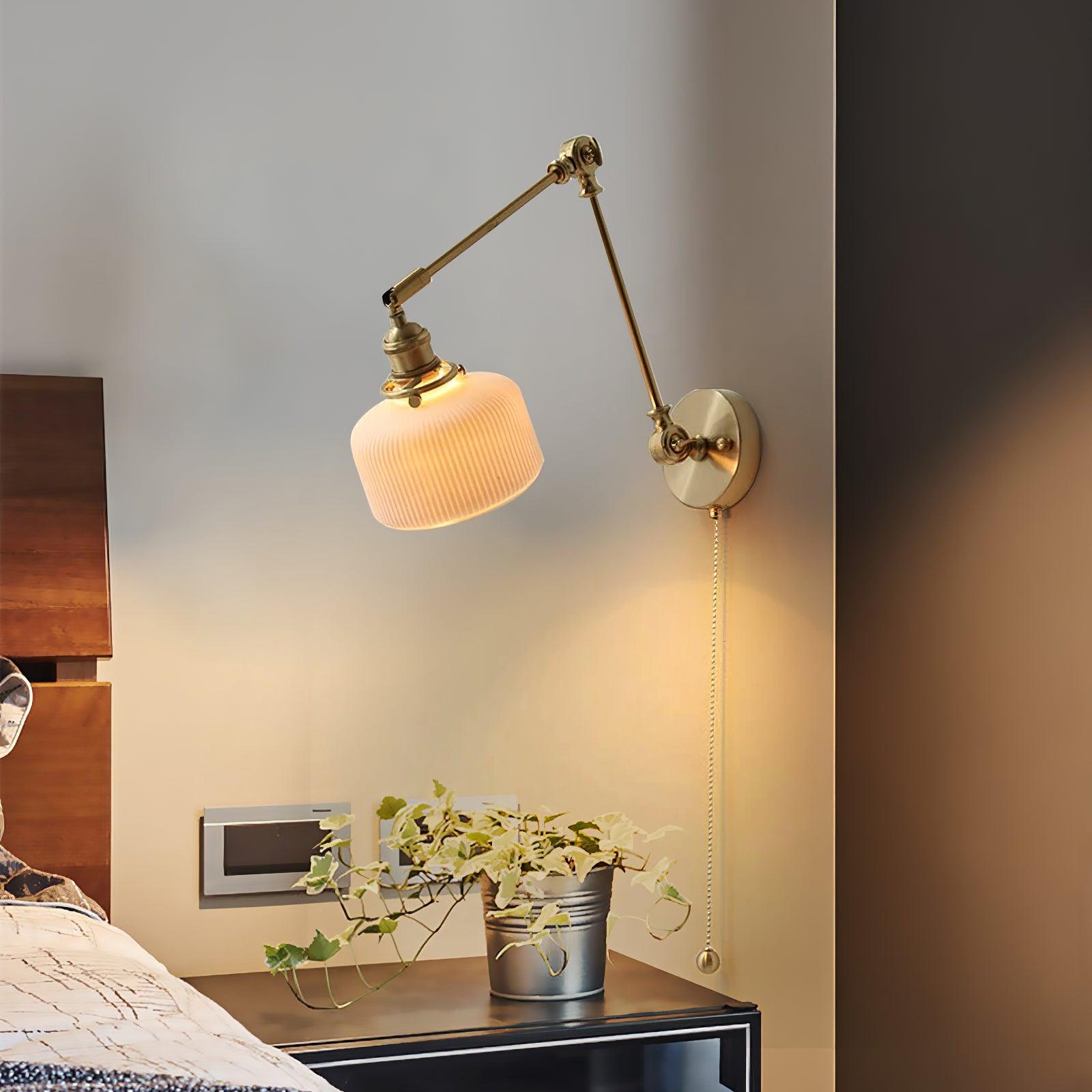 Ceramic Brass Retractable Arm Wall Light 4.7
