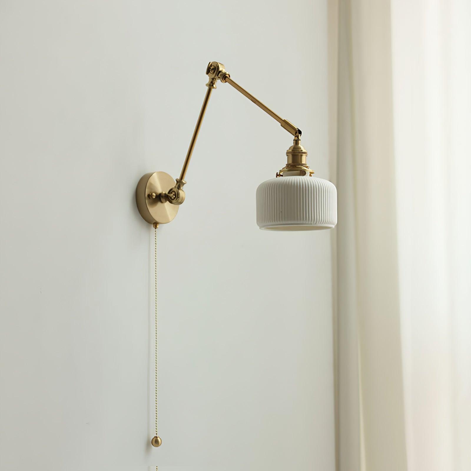 Ceramic Brass Retractable Arm Wall Light 4.7