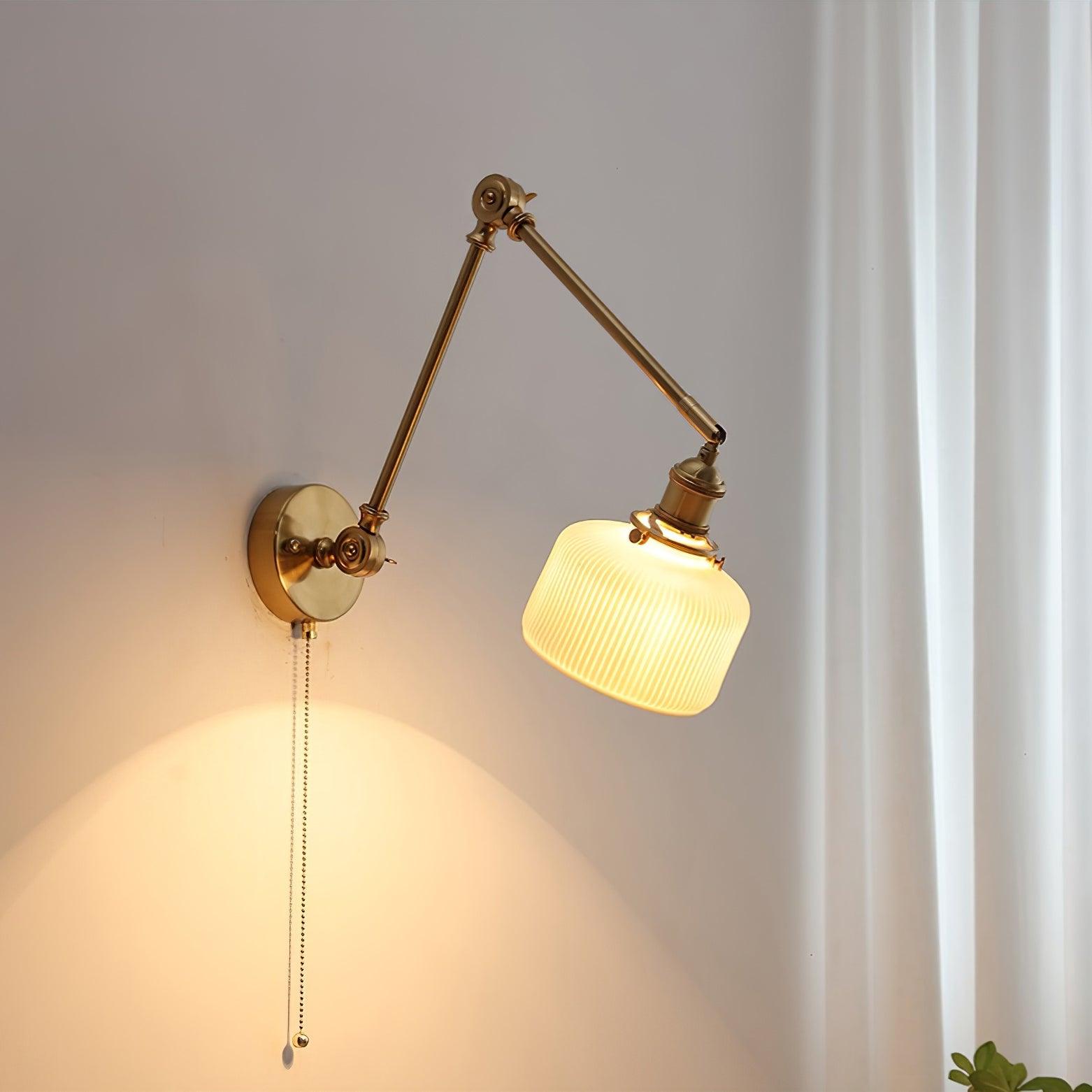 Ceramic Brass Retractable Arm Wall Light 4.7