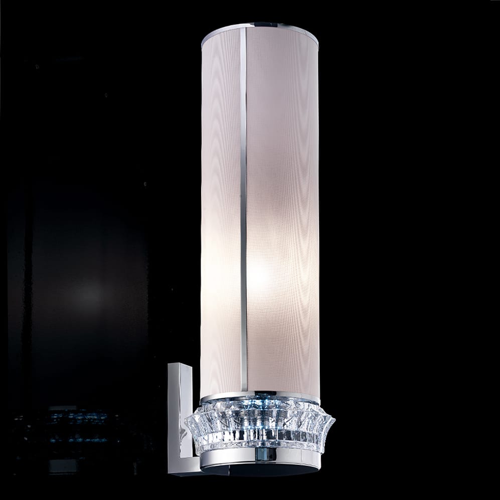 Contemporary Chrome Crystal Cylinder Wall Sconce