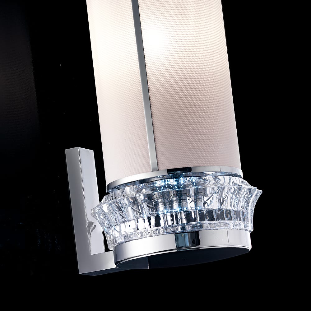 Contemporary Chrome Crystal Cylinder Wall Sconce