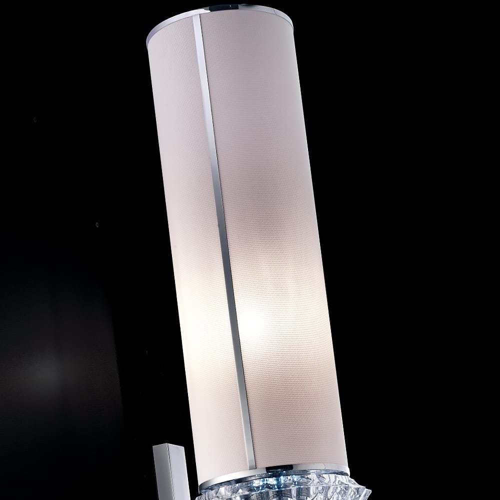Contemporary Chrome Crystal Cylinder Wall Sconce