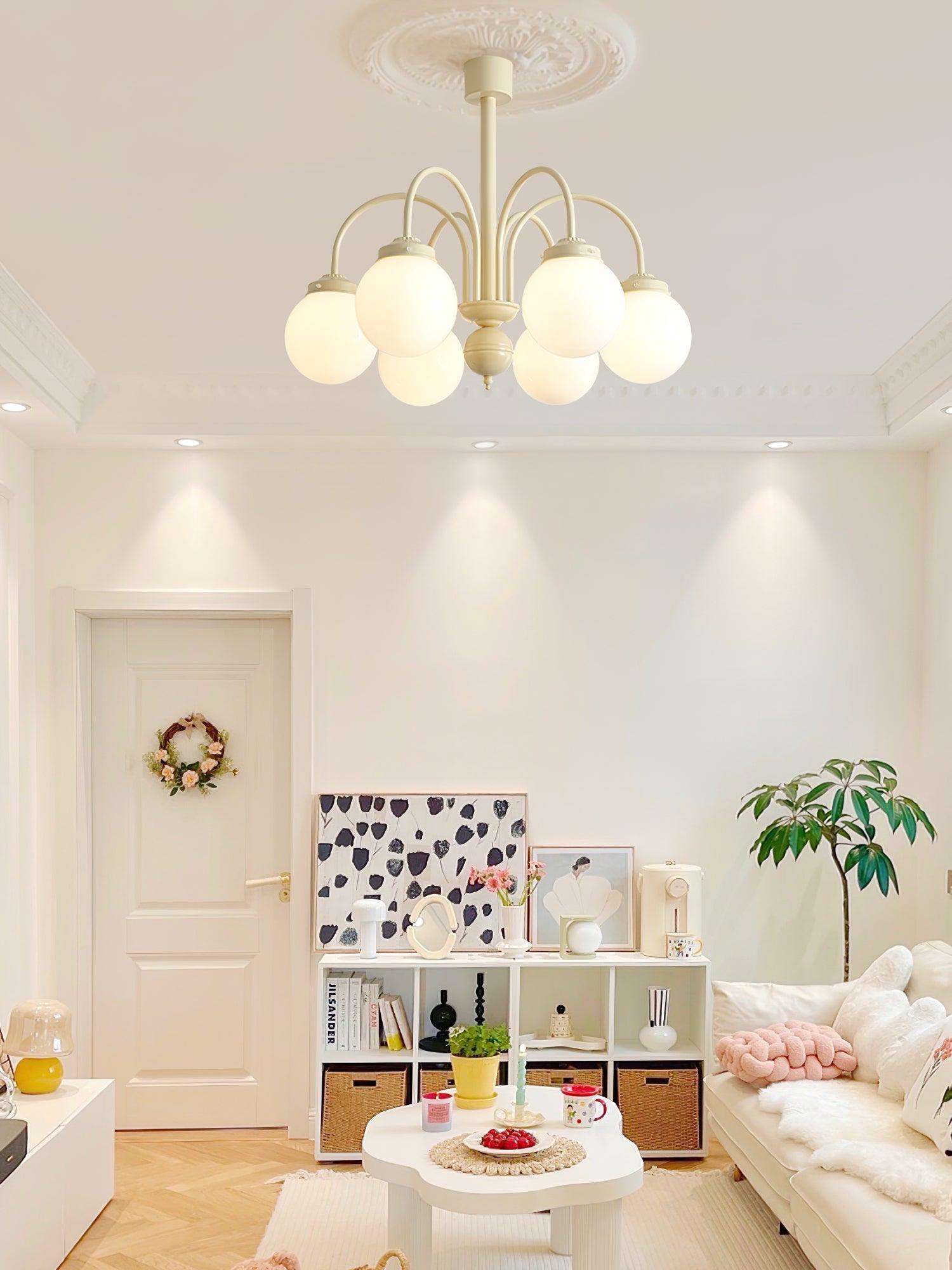 Cream Planet Glass Chandelier