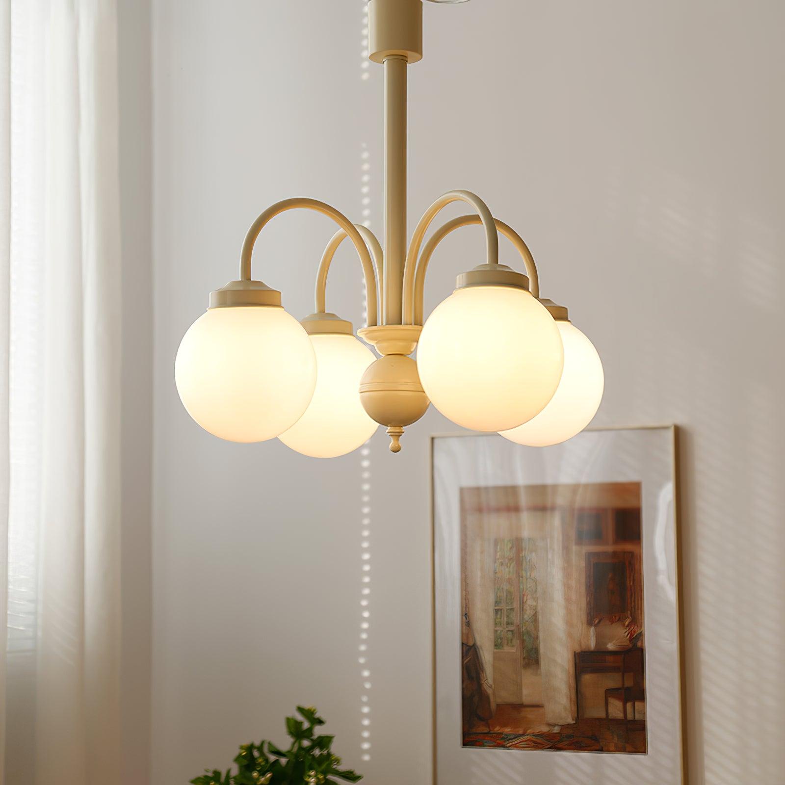 Cream Planet Glass Chandelier
