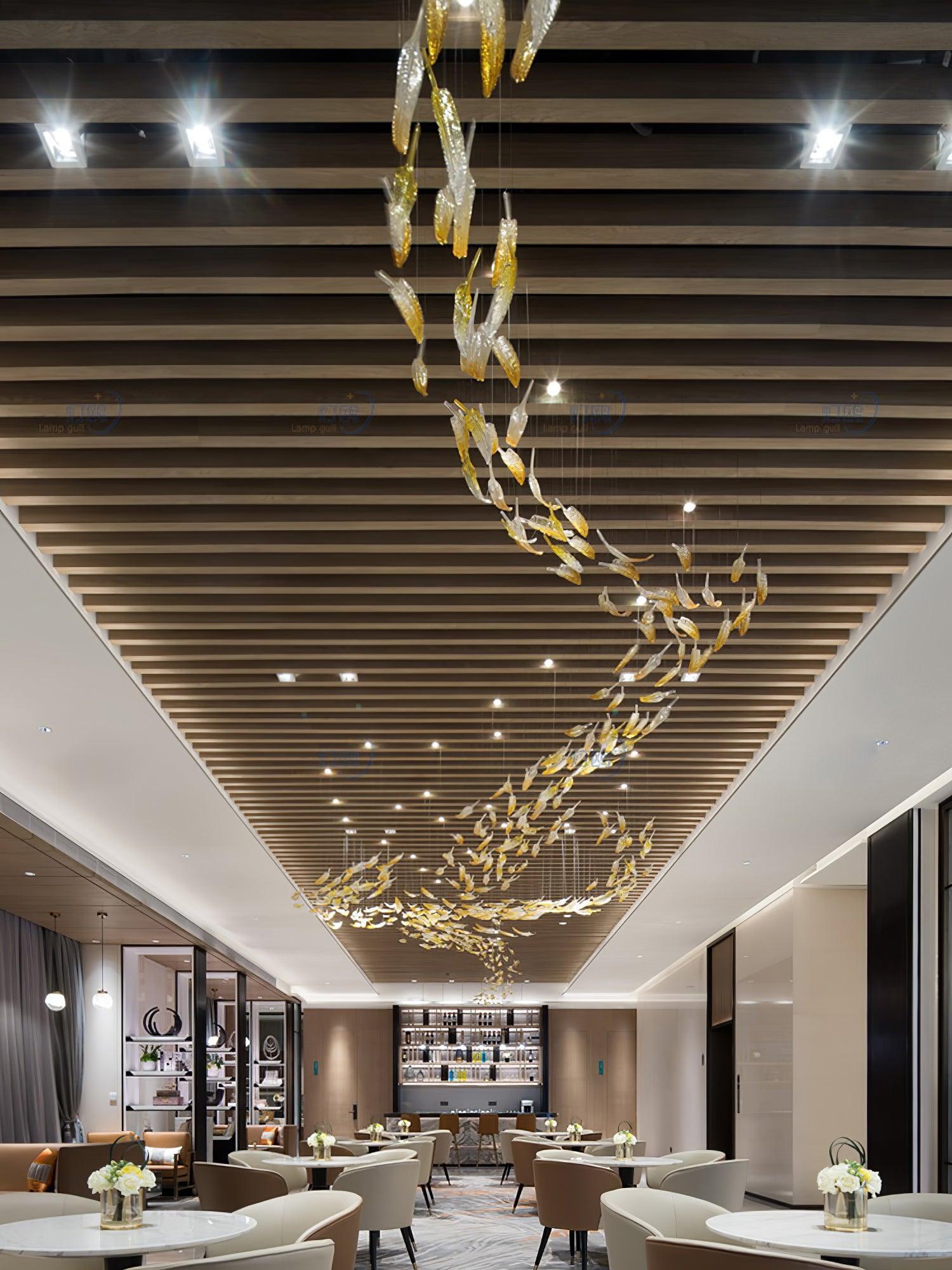 DIY Glass Feathers Chandelier