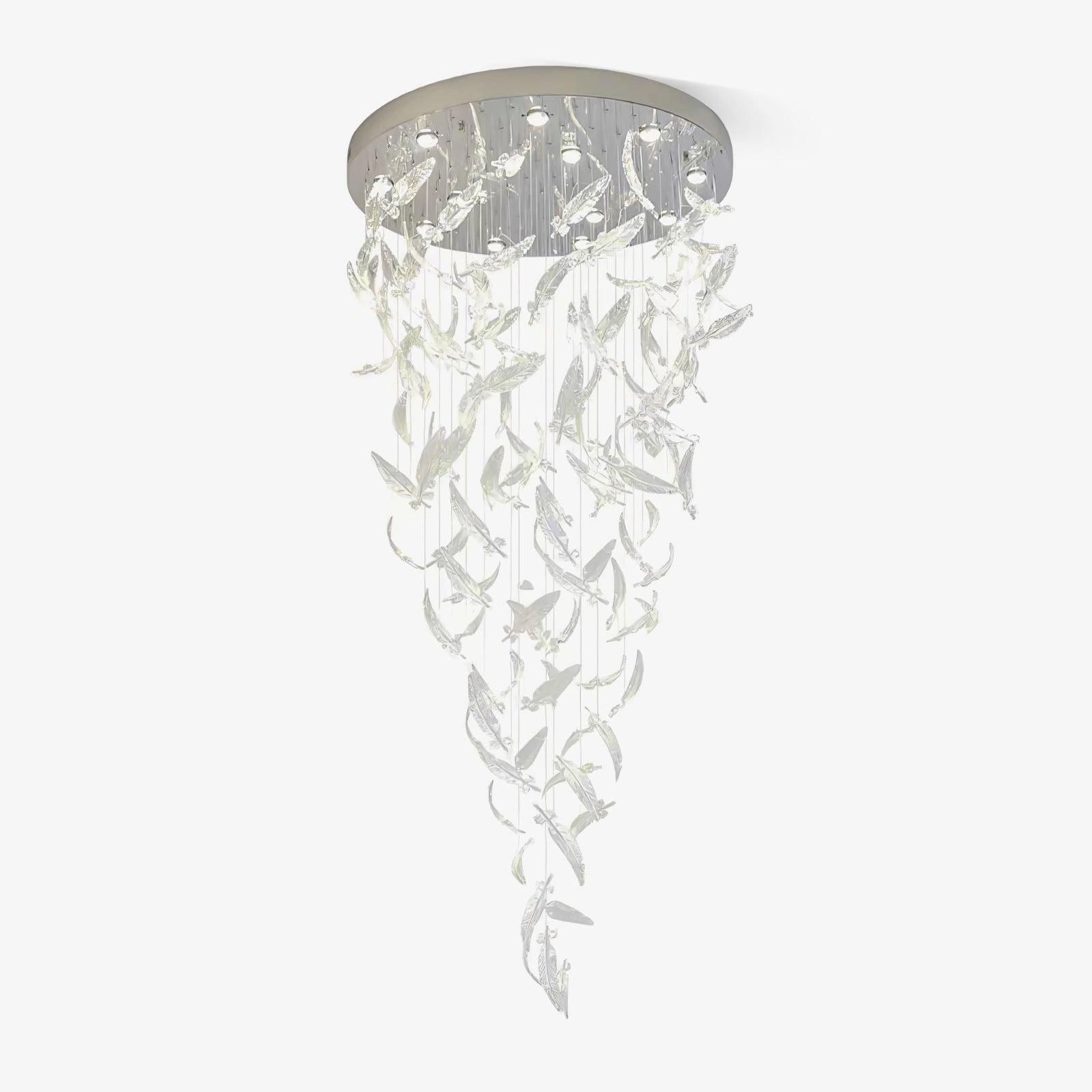 DIY Glass Feathers Chandelier