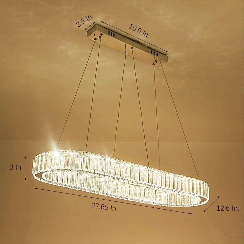 Chrome Golden Crystal Clear Beauty Oval Ring Chandelier