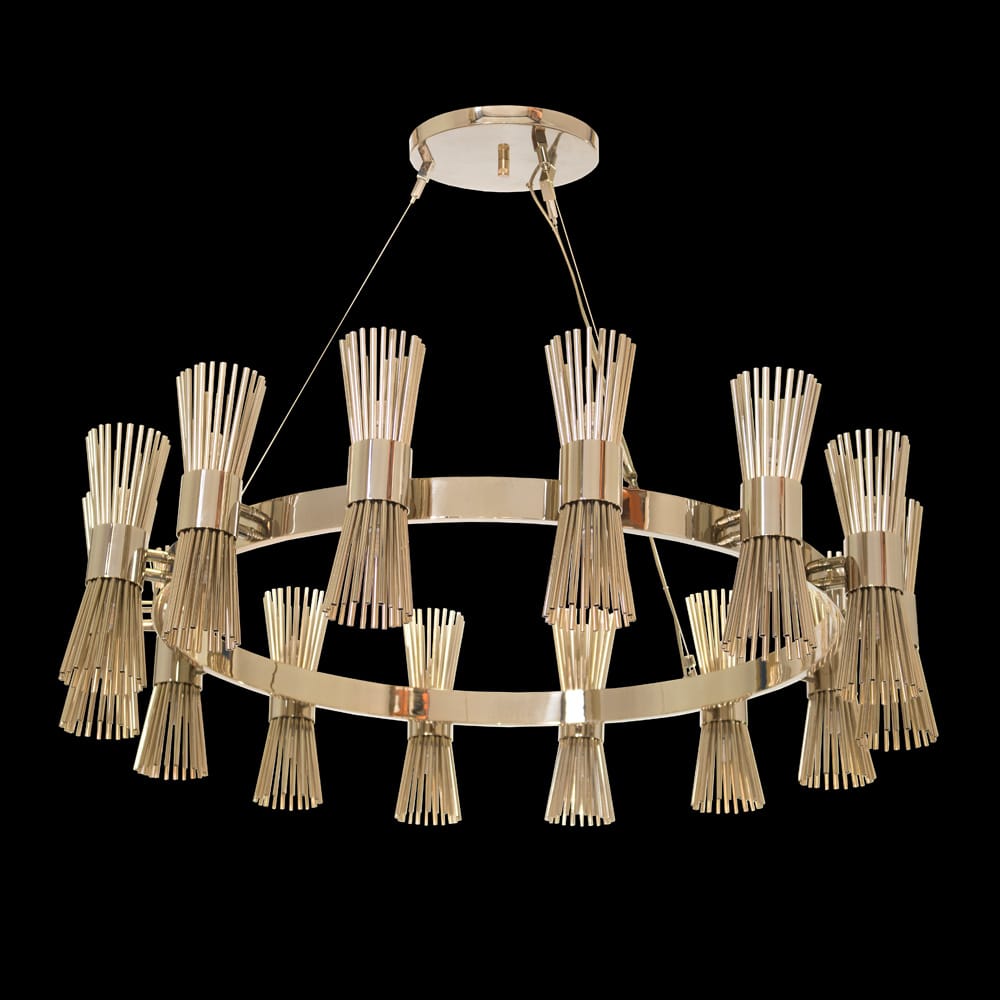 Designer Contemporary 24 Carat Gold-Plated Chandelier