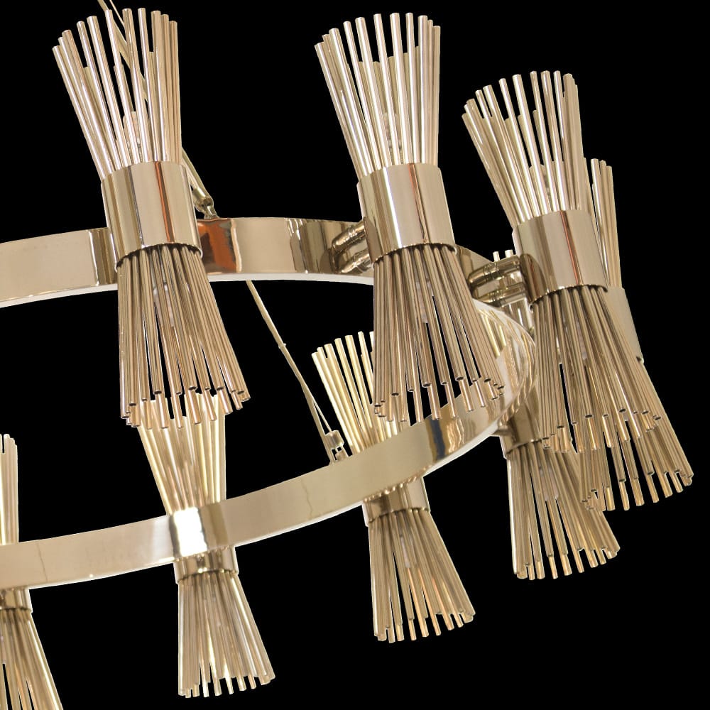Designer Contemporary 24 Carat Gold-Plated Chandelier
