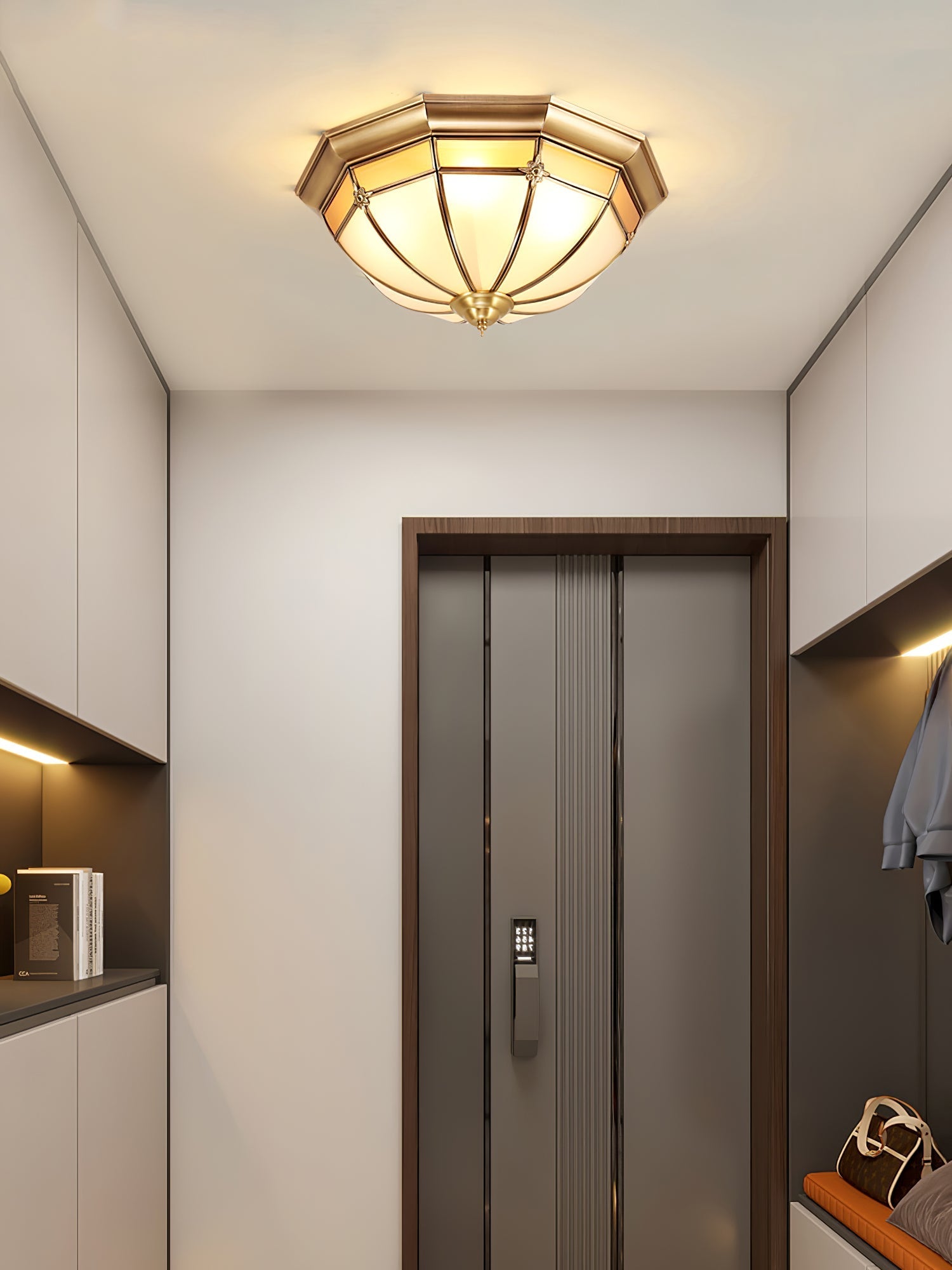 Dome Brass Flush Ceiling Light