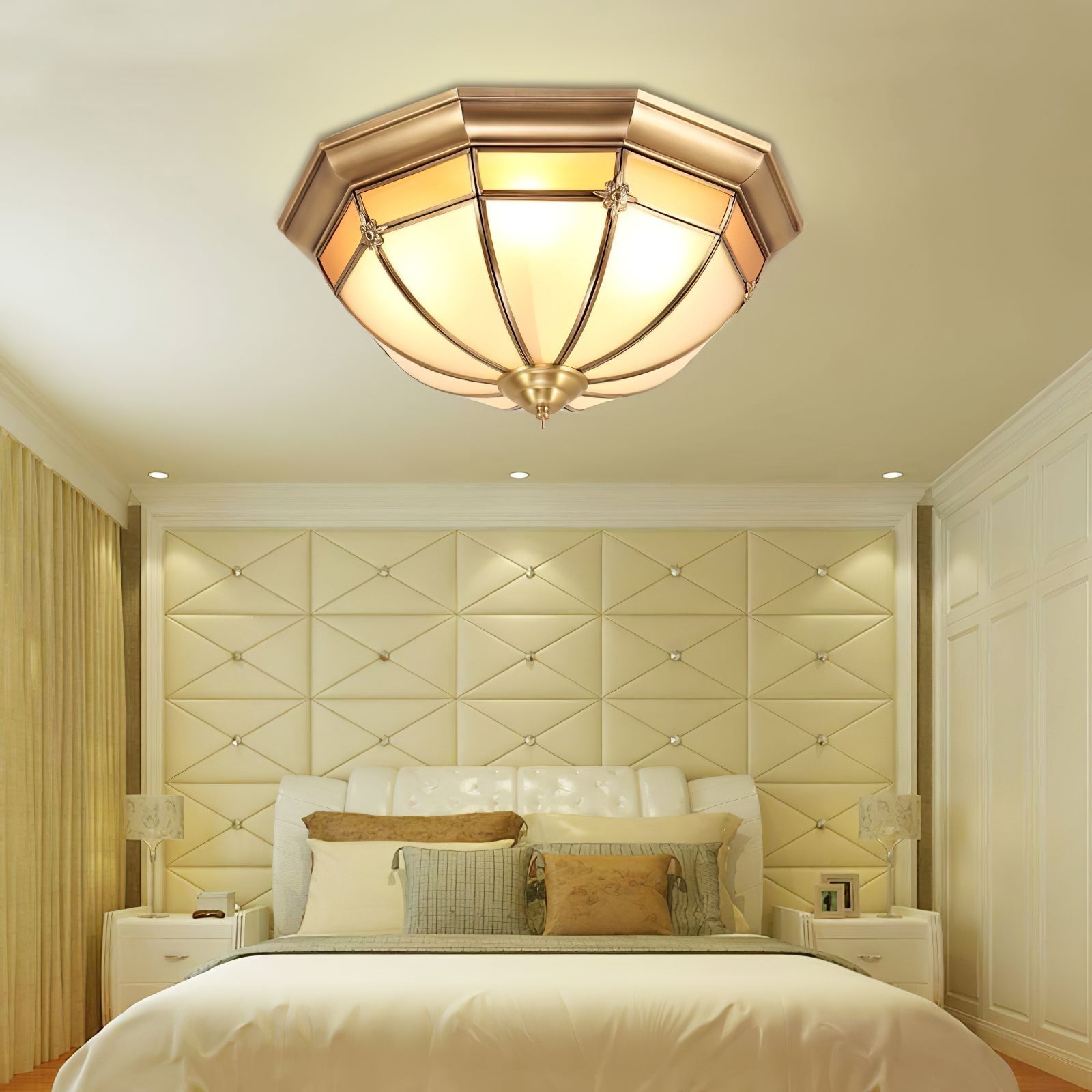 Dome Brass Flush Ceiling Light
