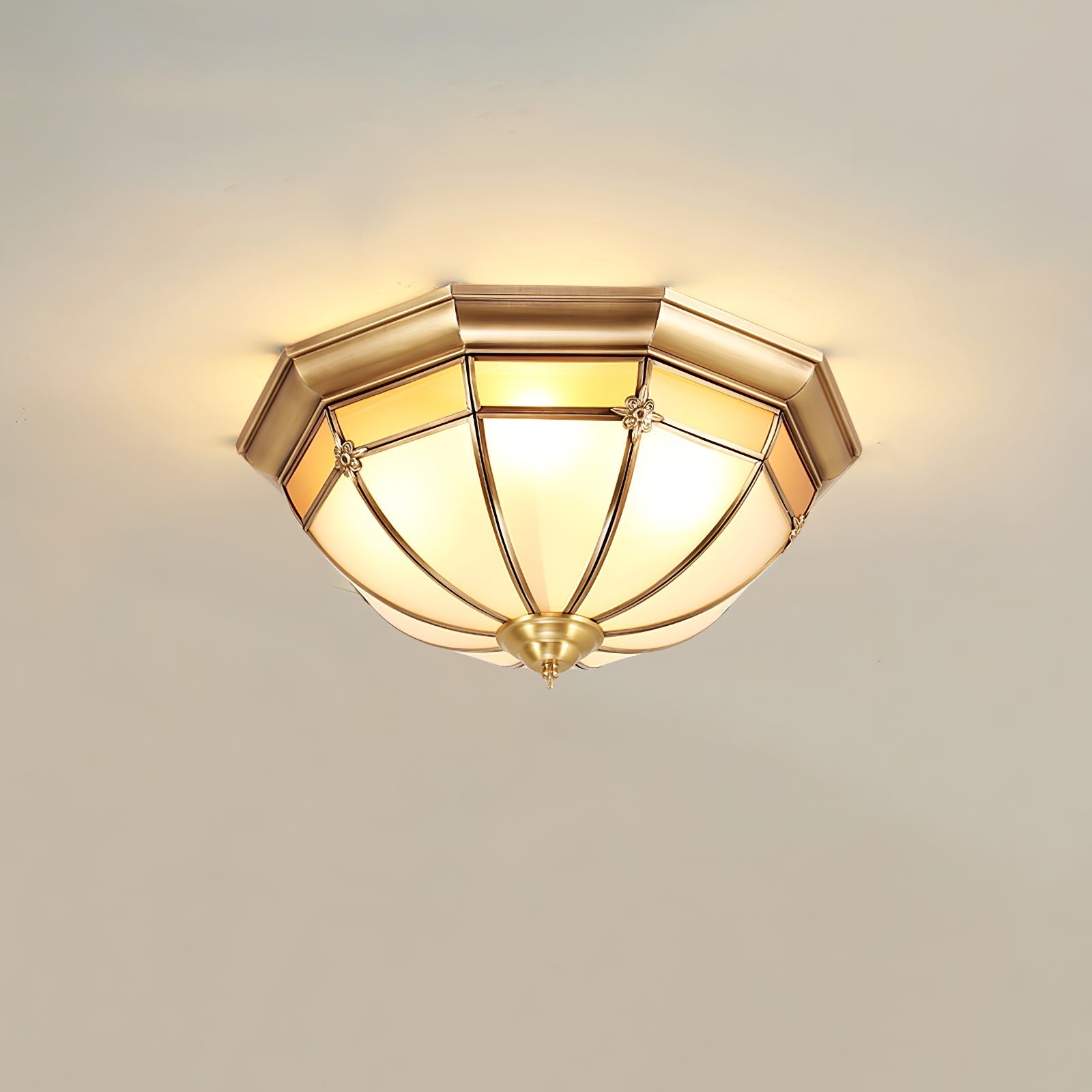 Dome Brass Flush Ceiling Light