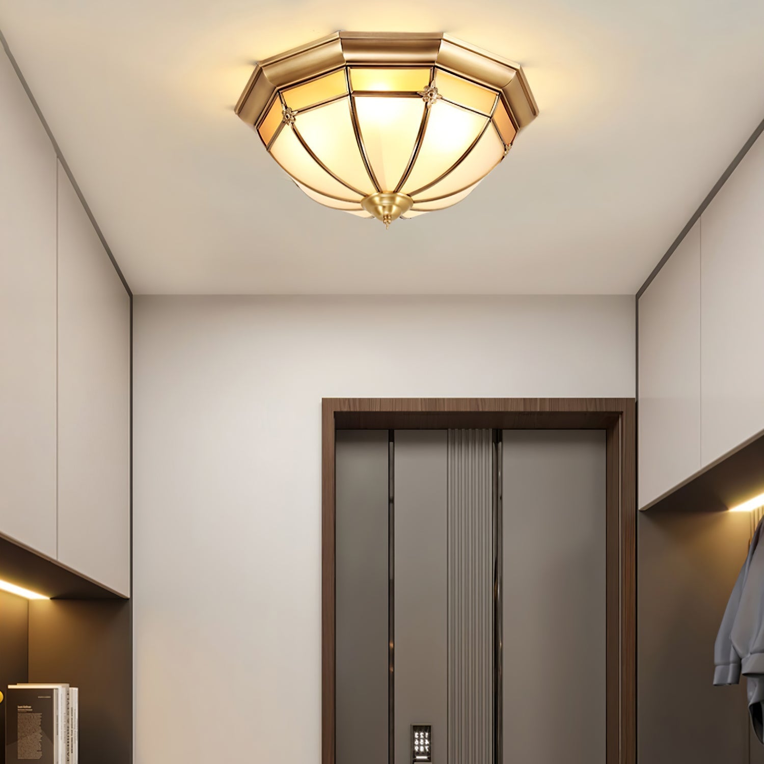 Dome Brass Flush Ceiling Light