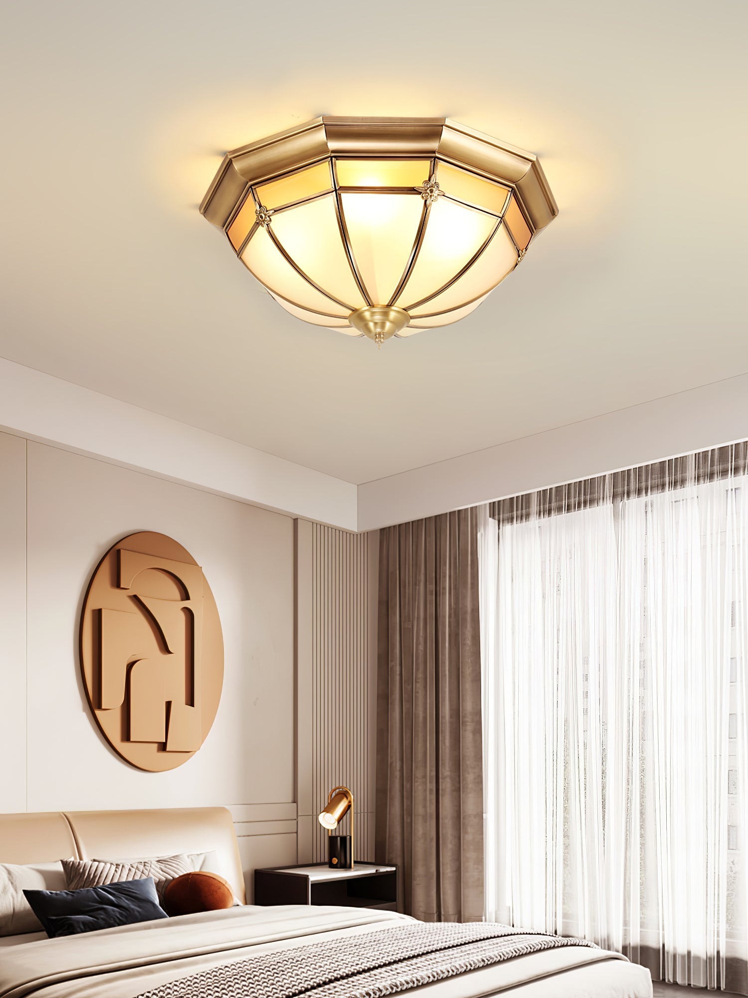 Dome Brass Flush Ceiling Light