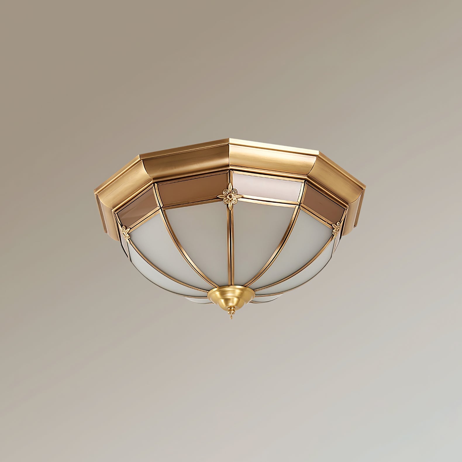 Dome Brass Flush Ceiling Light