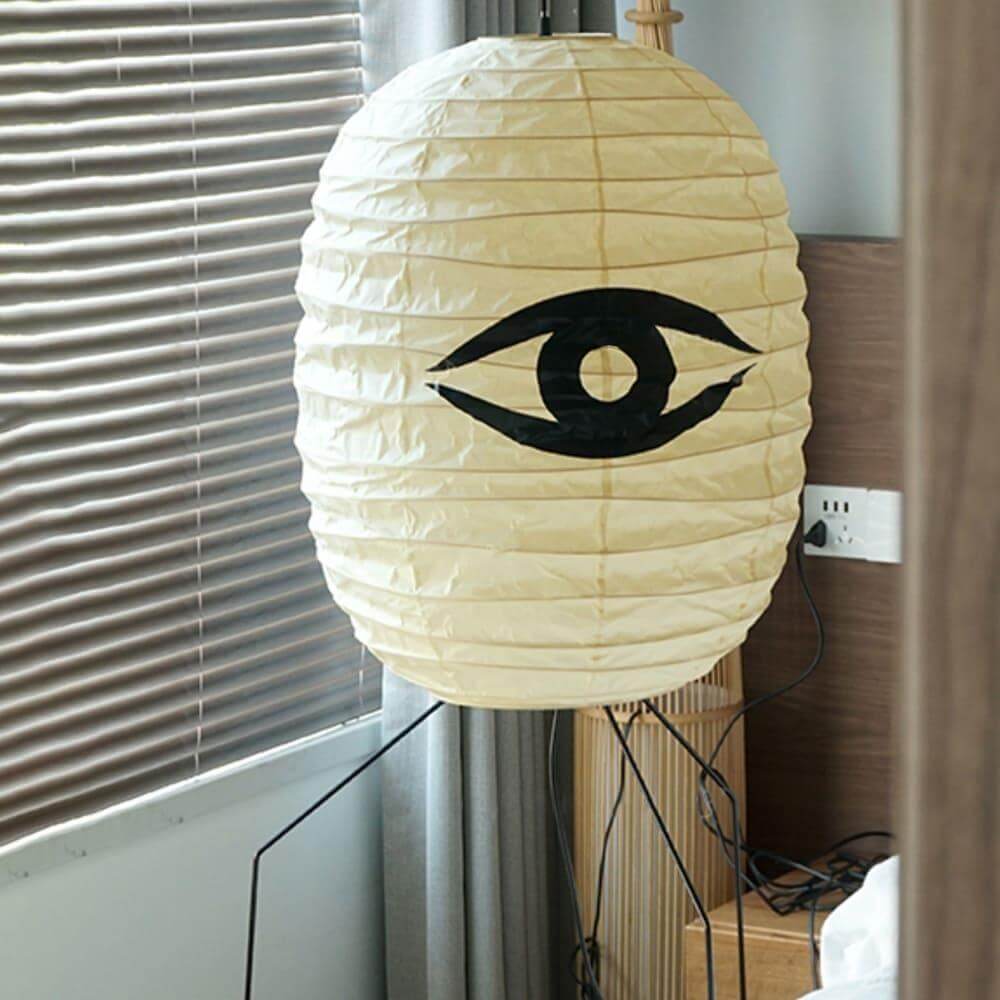 Close-up angle of Ellipsa Rice Paper Lantern Floor Lamp showing form and material detail