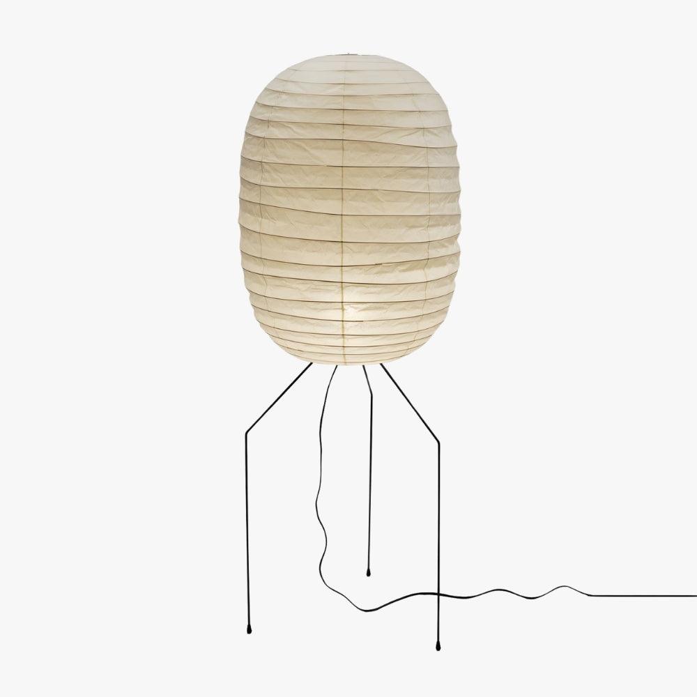 Close-up angle of Ellipsa Rice Paper Lantern Floor Lamp showing form and material detail