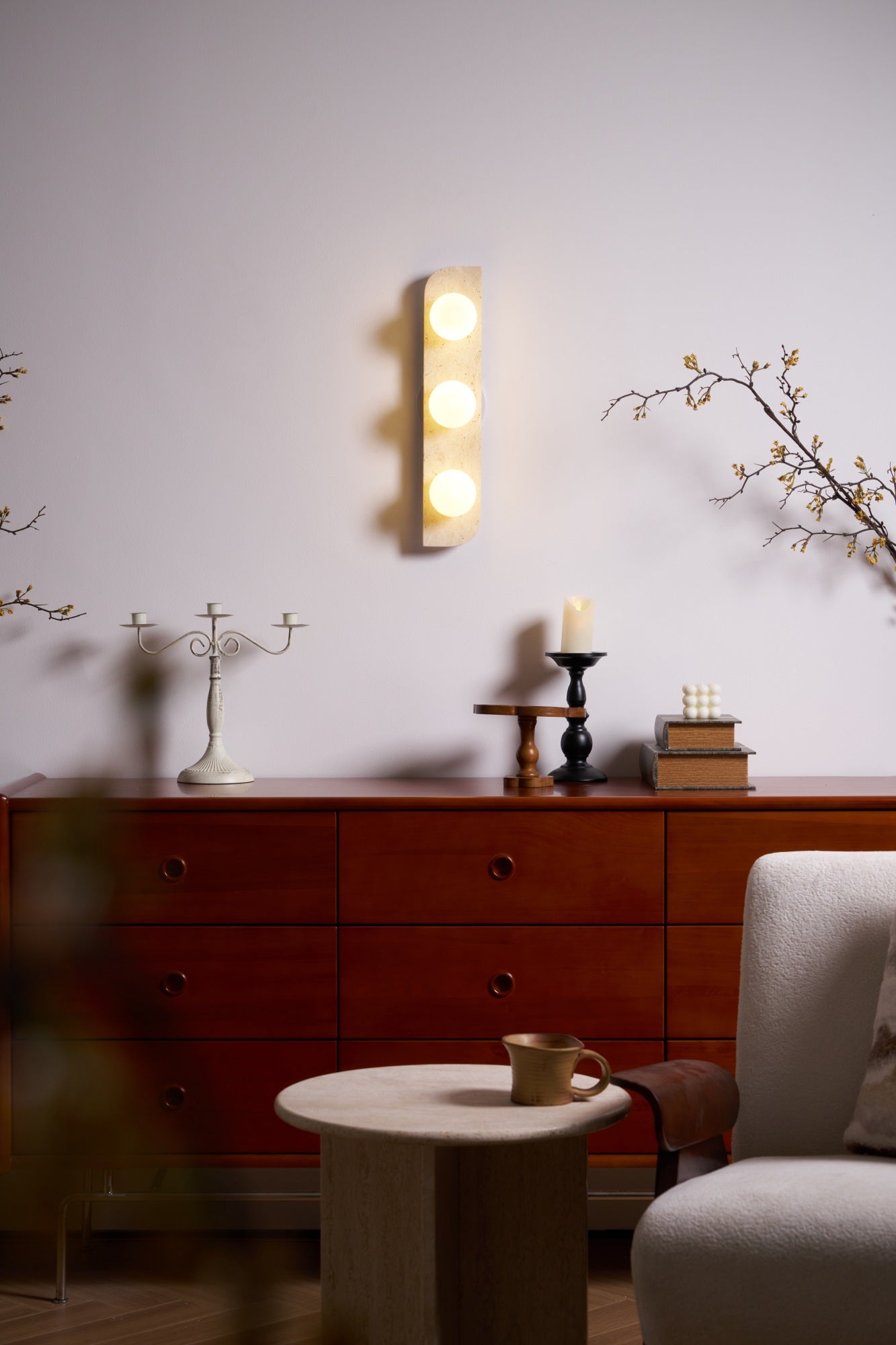 Elysian Travertine Plug-In Wall Light, Plug-In Wall Sconce, detail 21