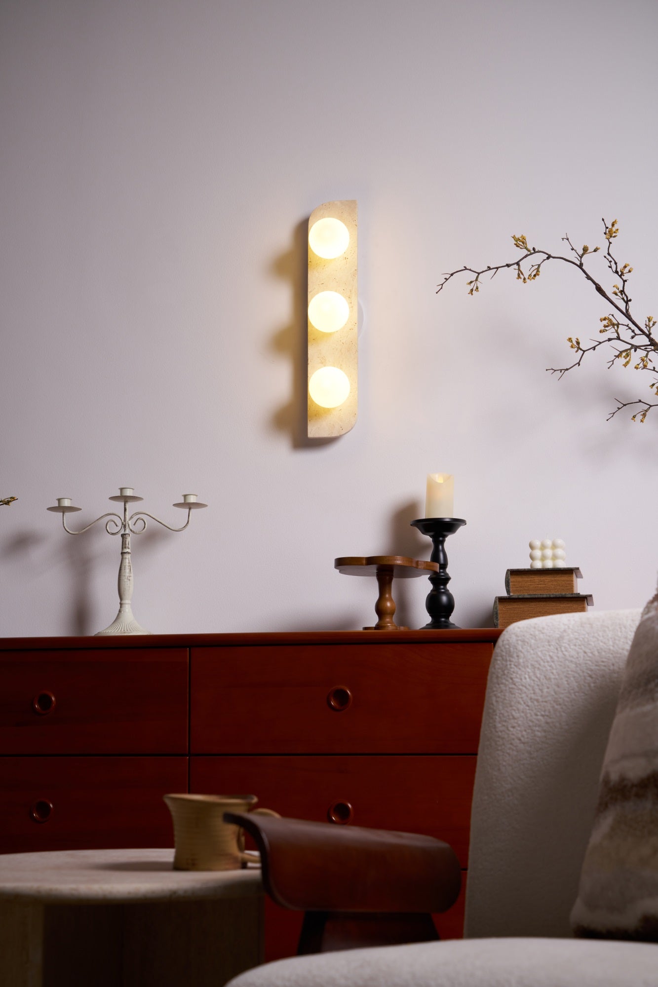Elysian Travertine Plug-In Wall Light, Plug-In Wall Sconce, detail 22