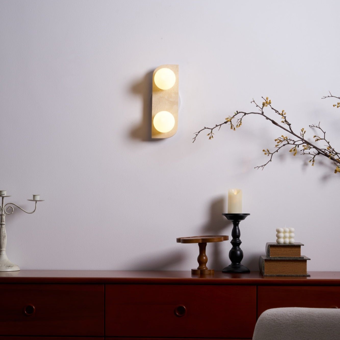 Elysian Travertine Plug-In Wall Light, Plug-In Wall Sconce, detail 45