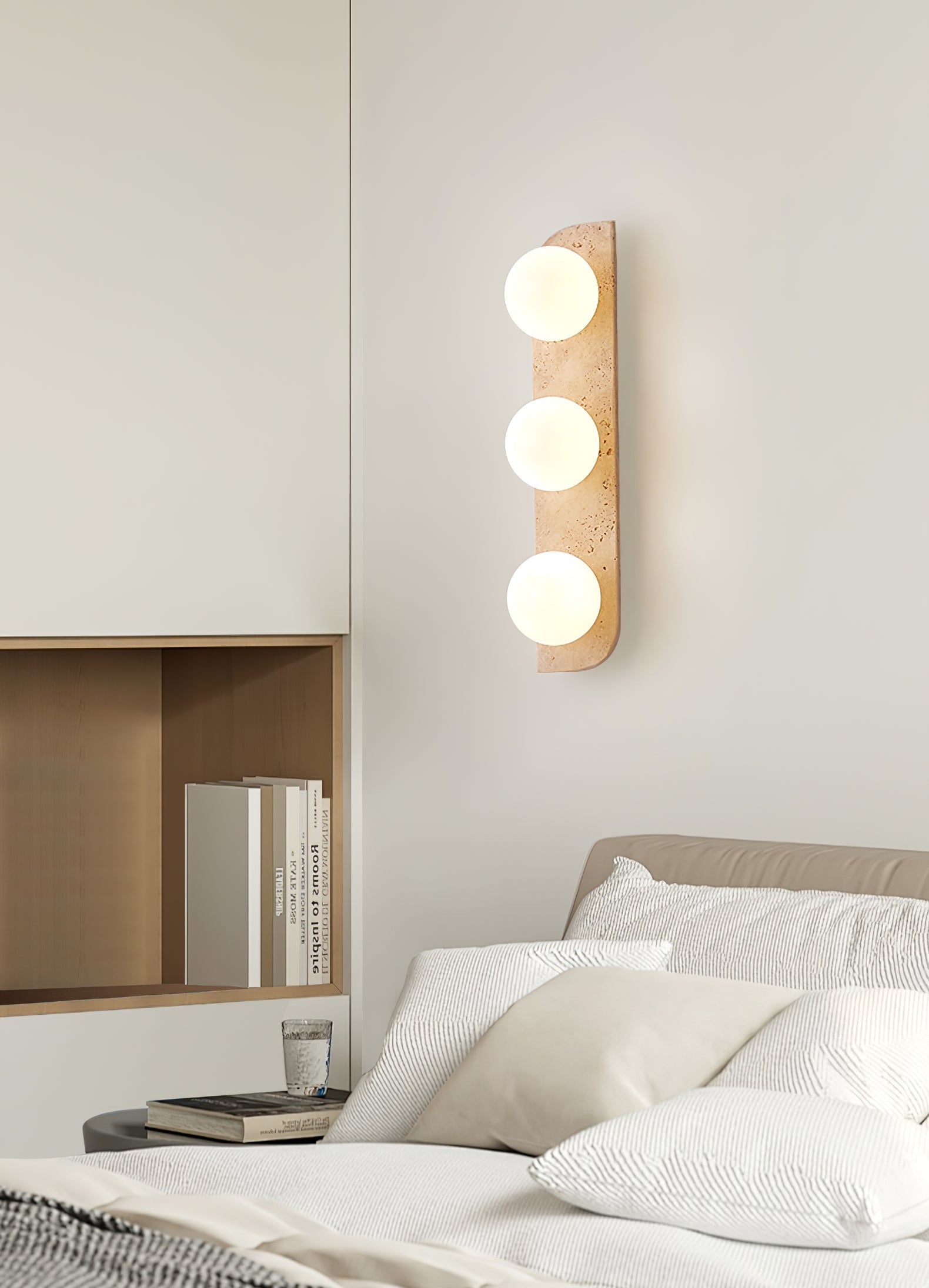 Elysian Travertine Plug-In Wall Light, Plug-In Wall Sconce, detail 14