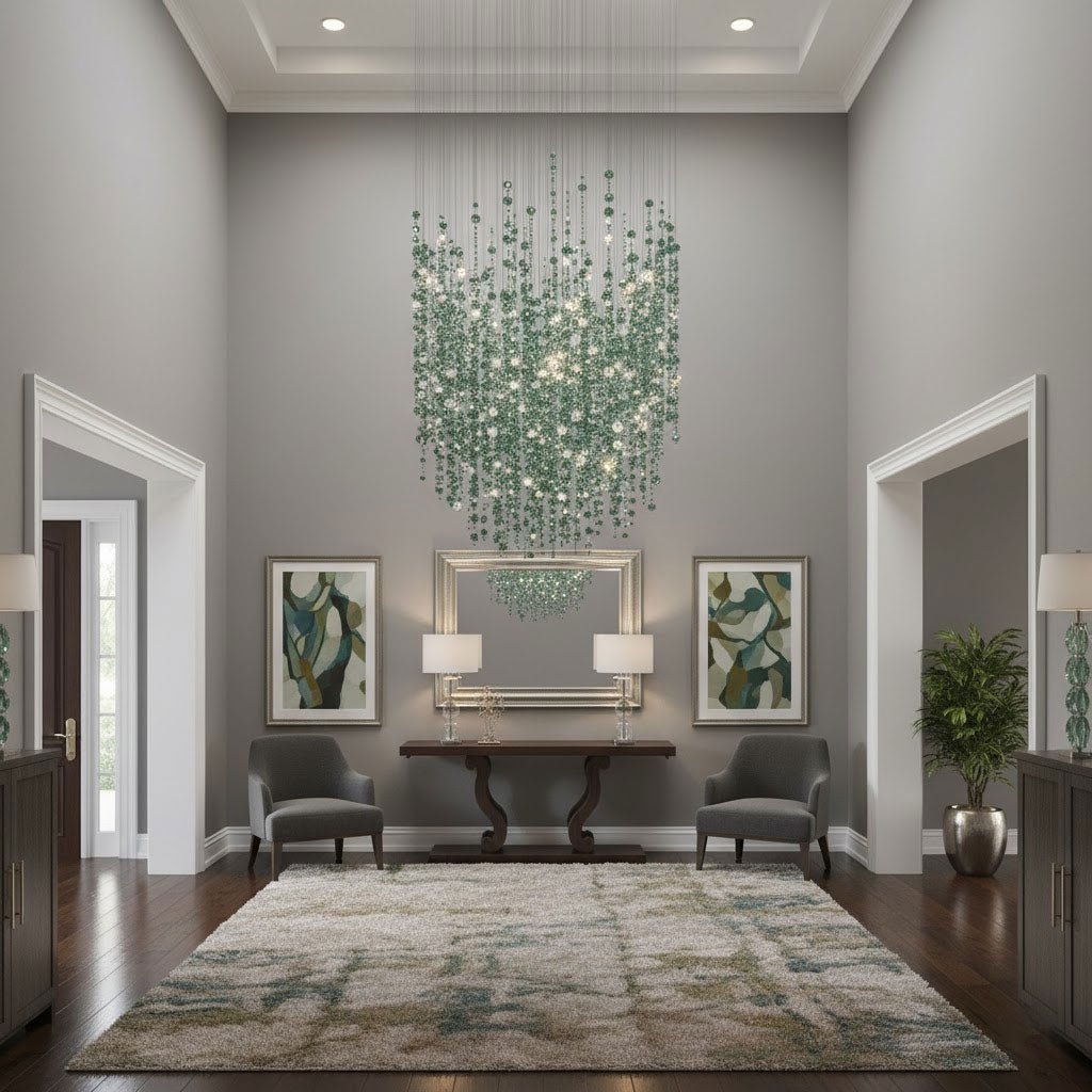 Emerald Rainfall Crystal Customizable Chandelier