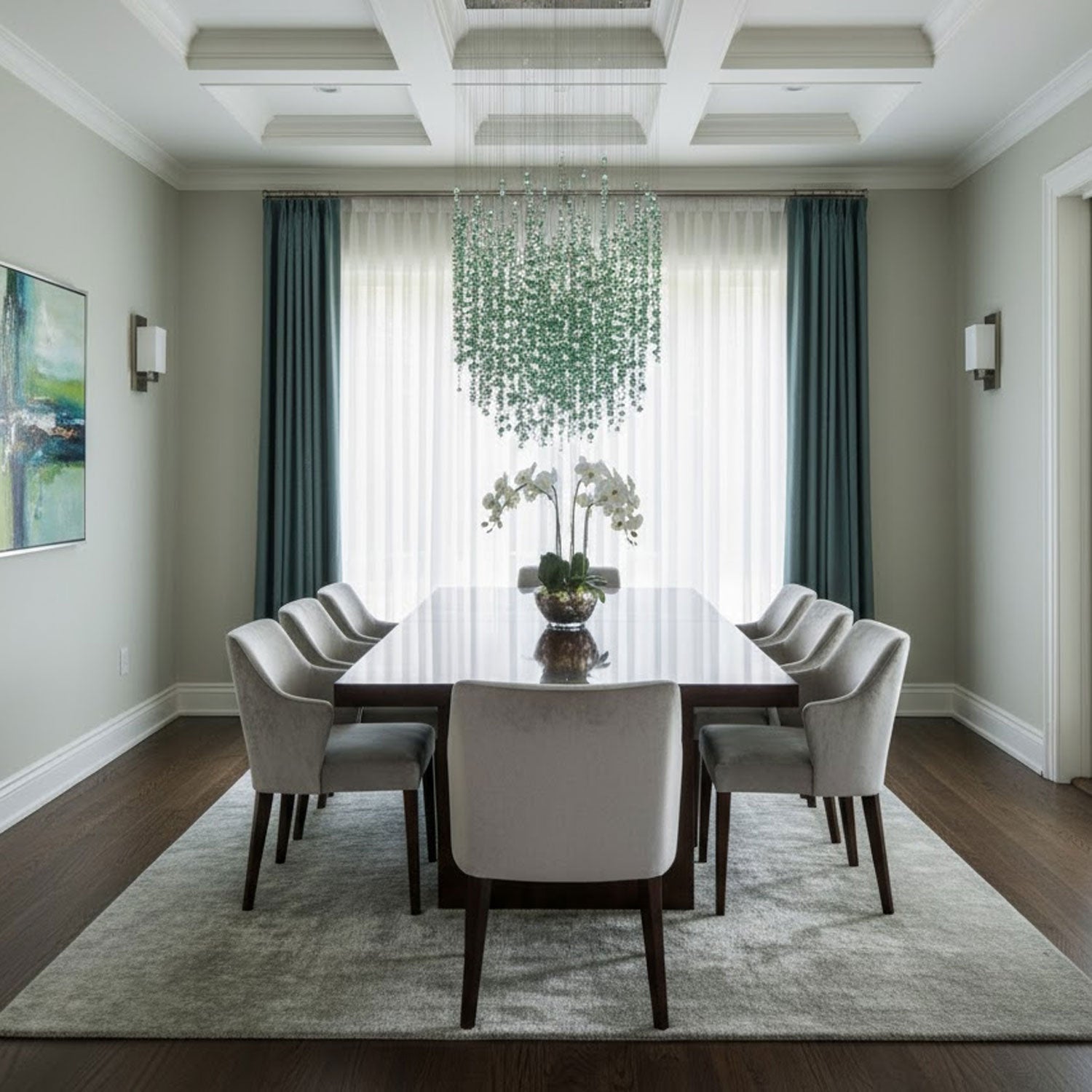 Emerald Rainfall Crystal Customizable Chandelier