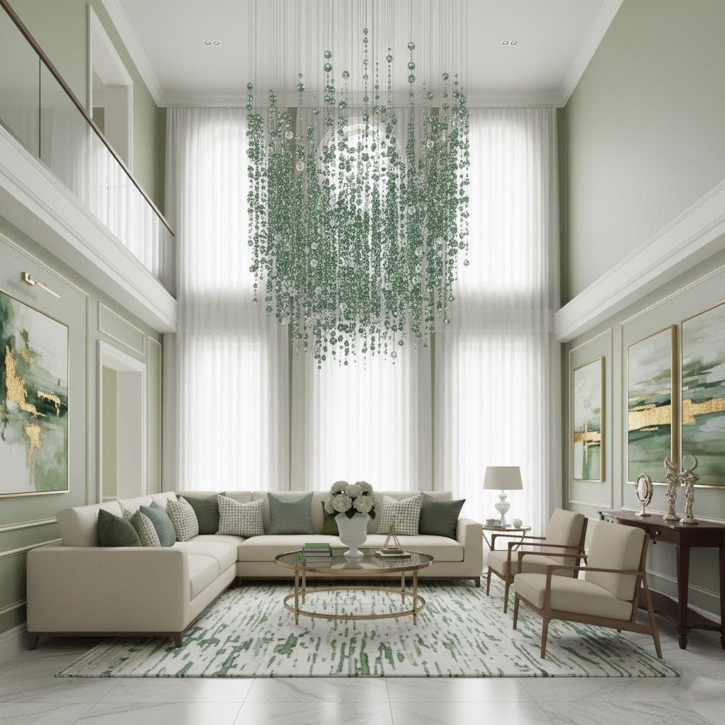 Emerald Rainfall Crystal Customizable Chandelier