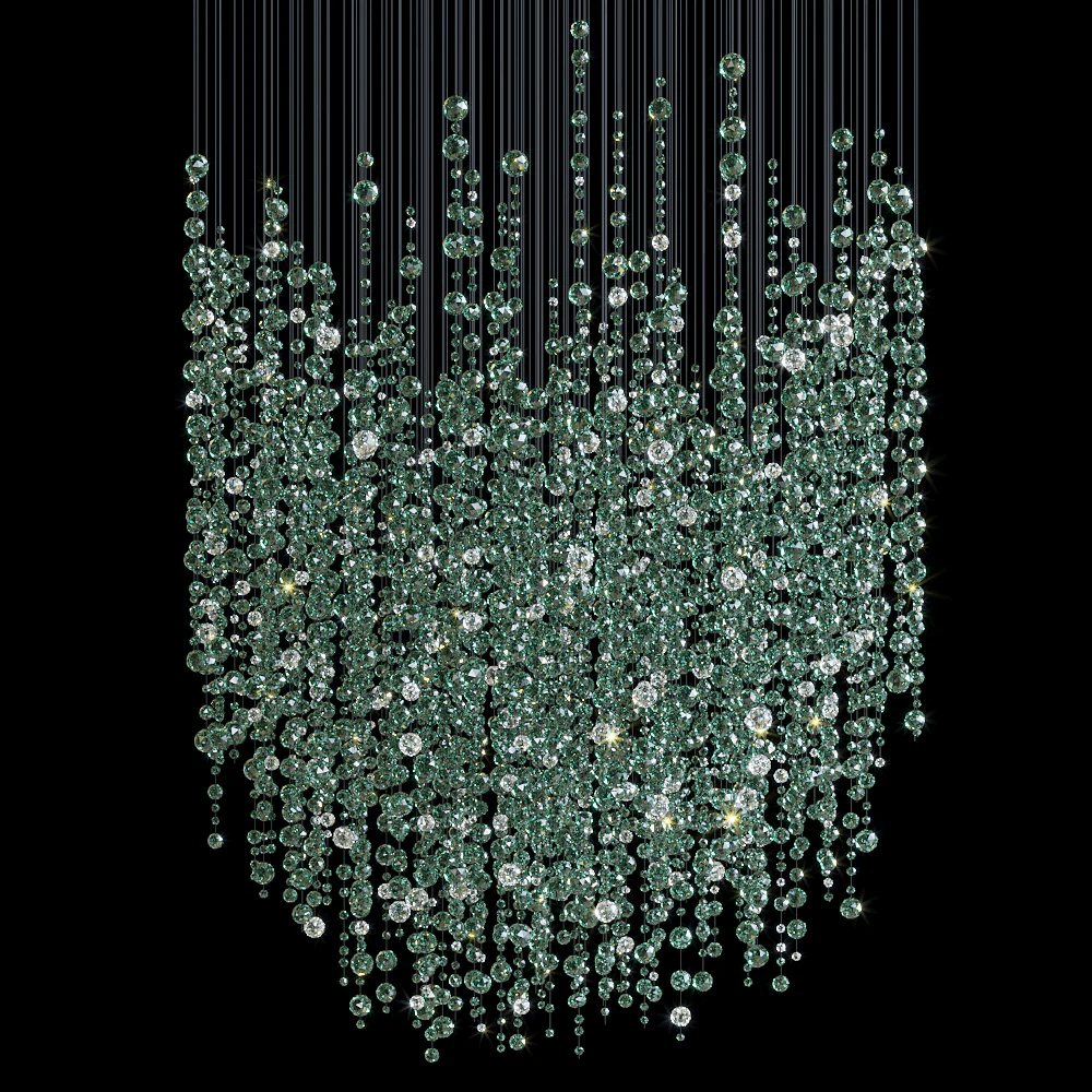 Emerald Rainfall Crystal Customizable Chandelier