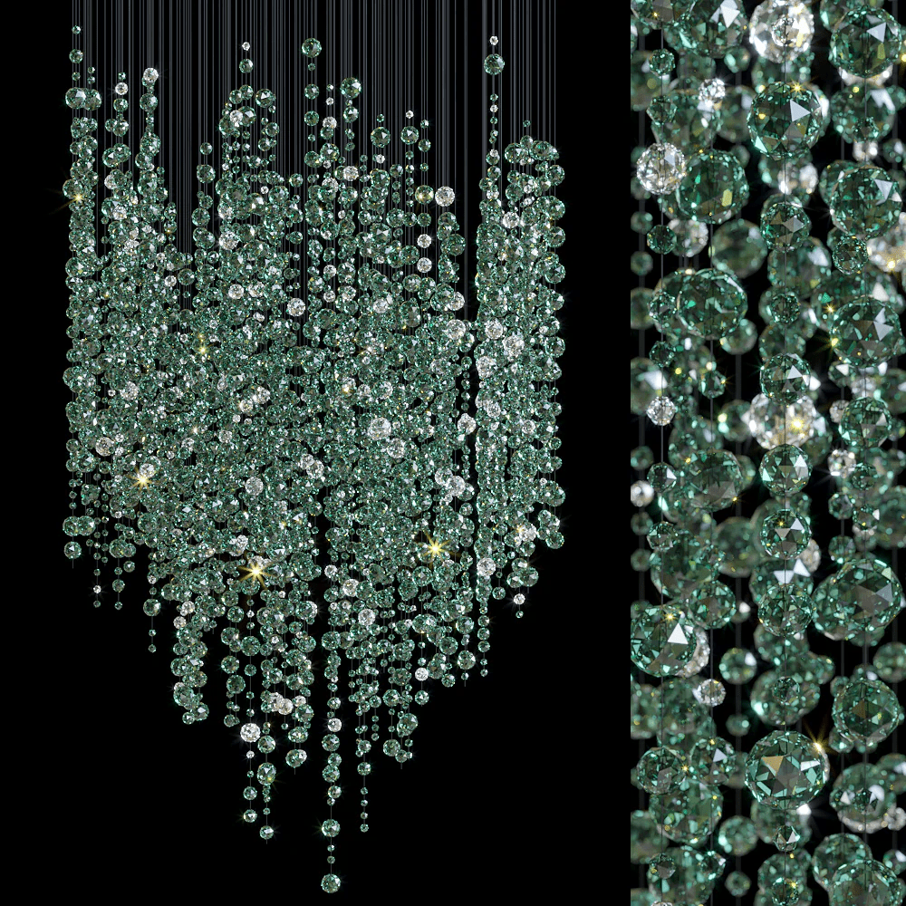 Emerald Rainfall Crystal Customizable Chandelier