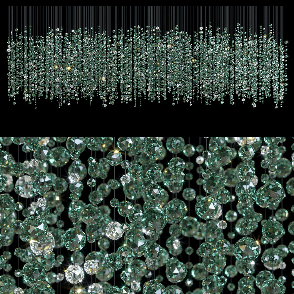 Emerald Rainfall Crystal Customizable Chandelier
