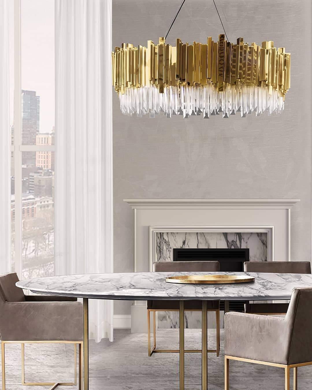 Close-up angle of Empire Crown Chandelier showing form and material detail