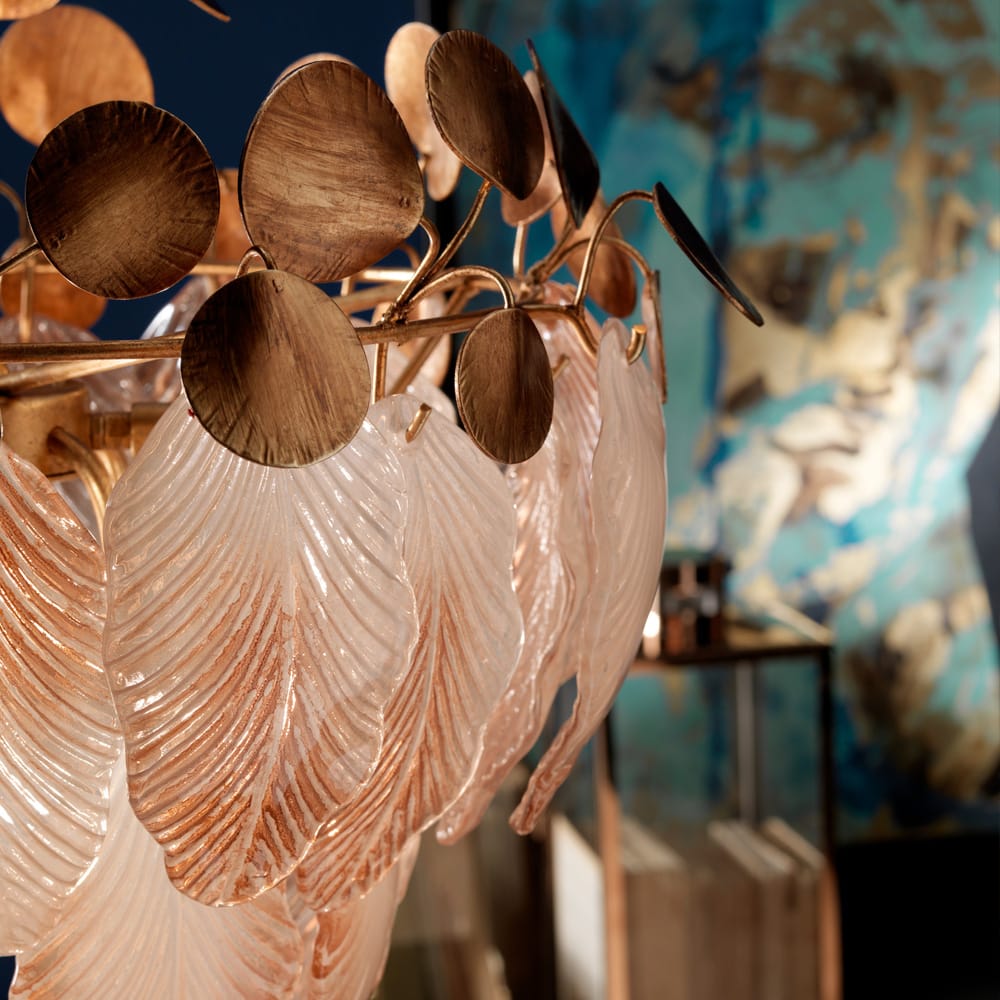 Exclusive Italian Murano Glass Leaves Chandelier