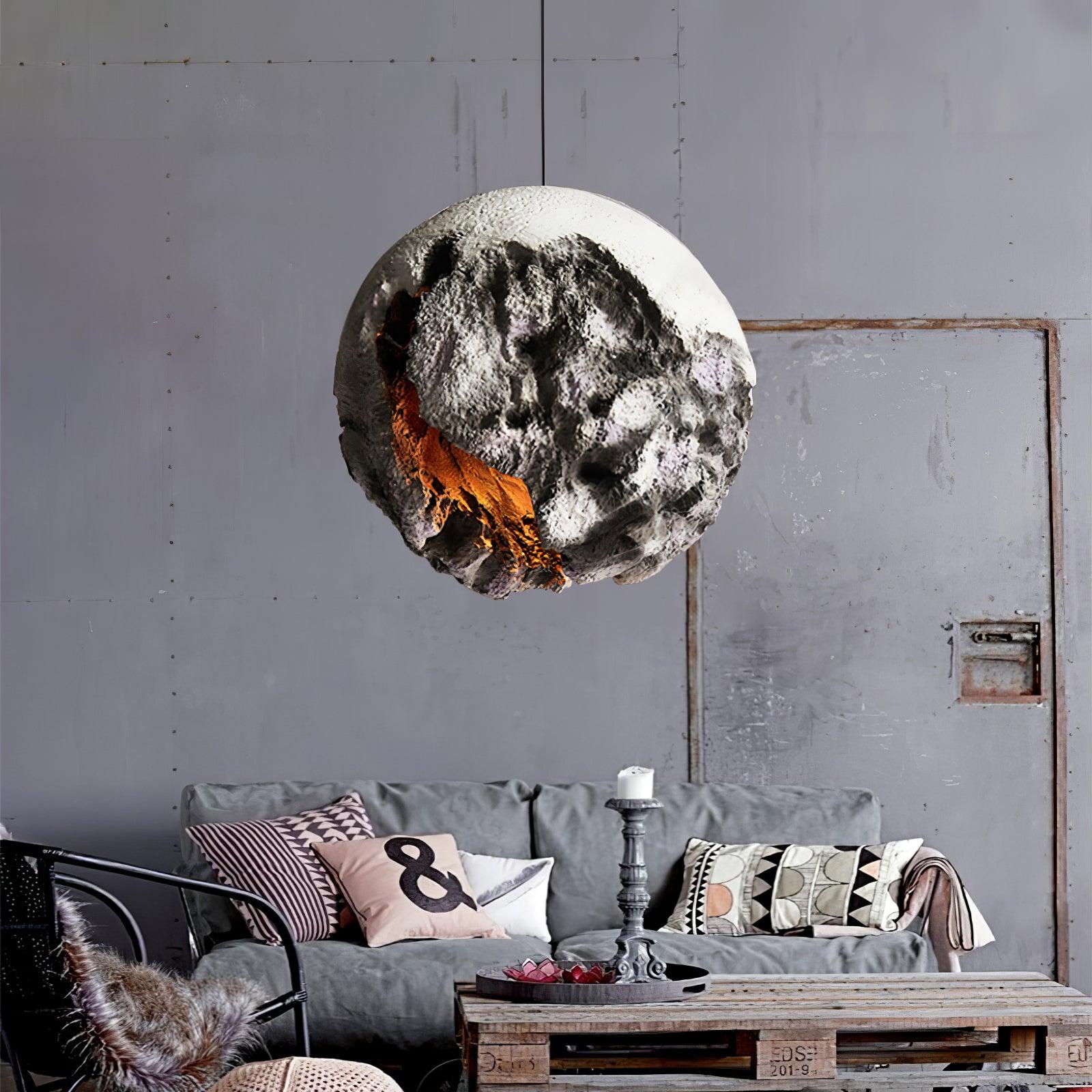 Close-up angle of Irregular Planet Pendant Lamp Chandelier showing form and material detail